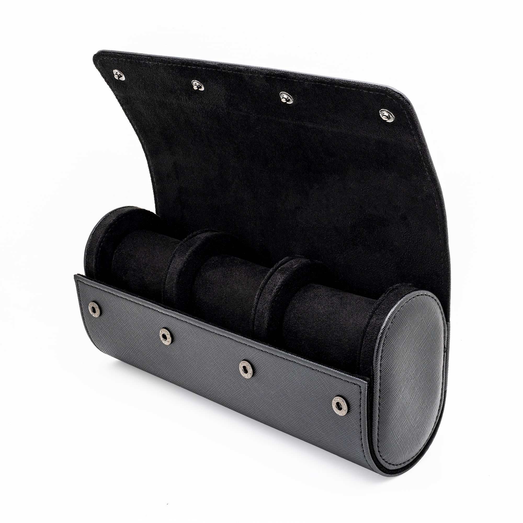 Black Leather Watch Roll | Luxury Travel Watch Storage Case Kennett Great Britain