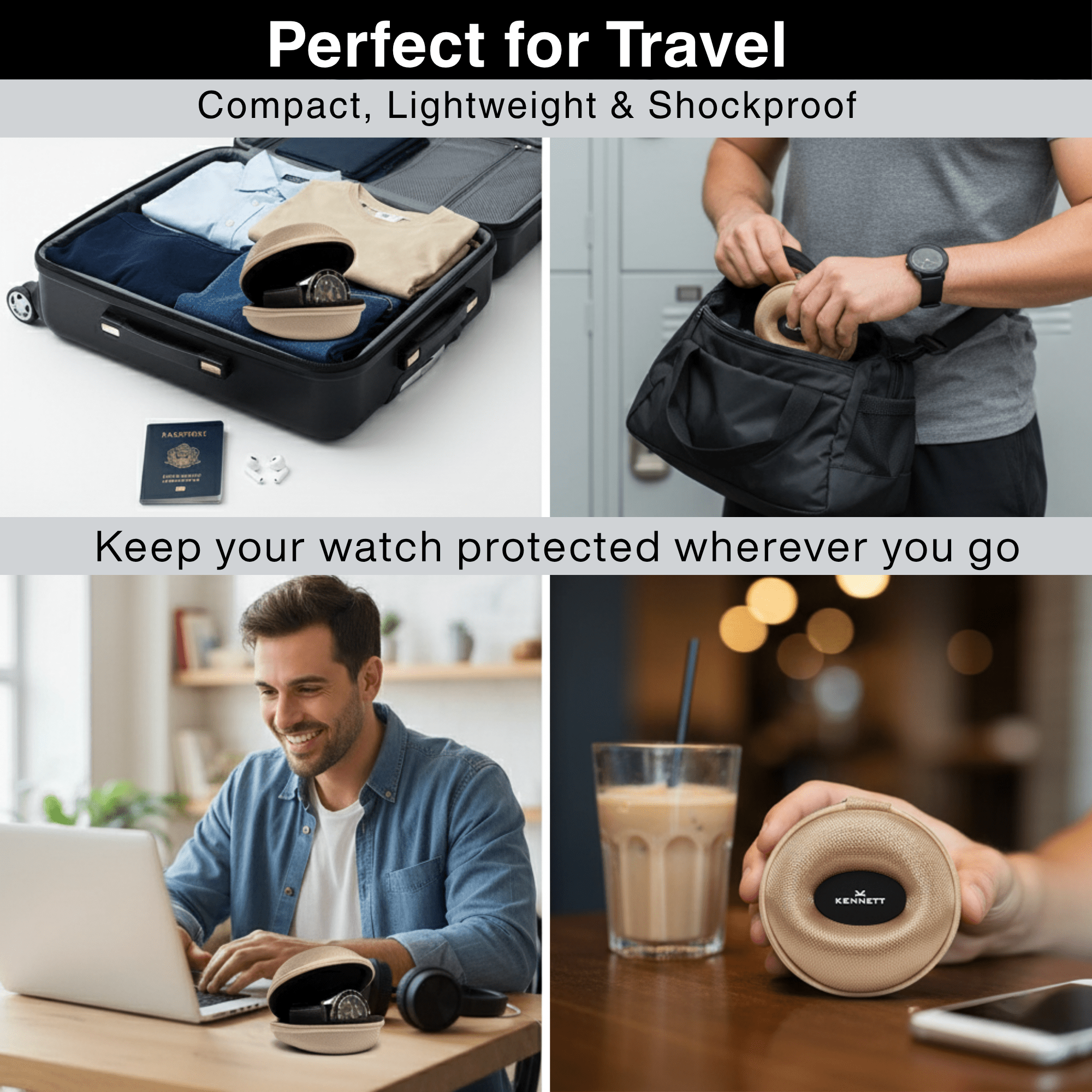Gold Single Watch Travel Case – Protective & Travel Friendly watchcaseKennett Great Britain