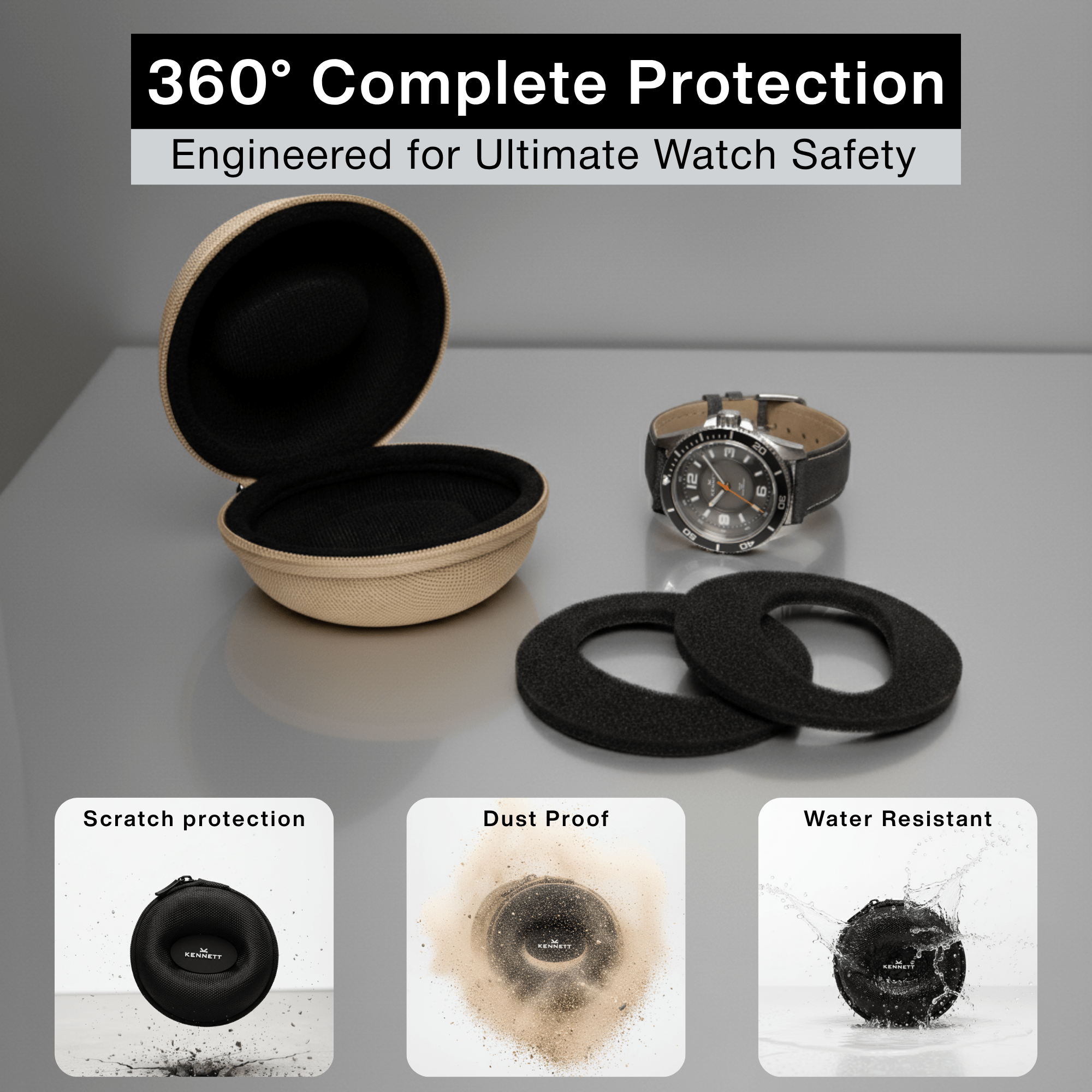 Gold Single Watch Travel Case – Protective & Travel Friendly watchcaseKennett Great Britain