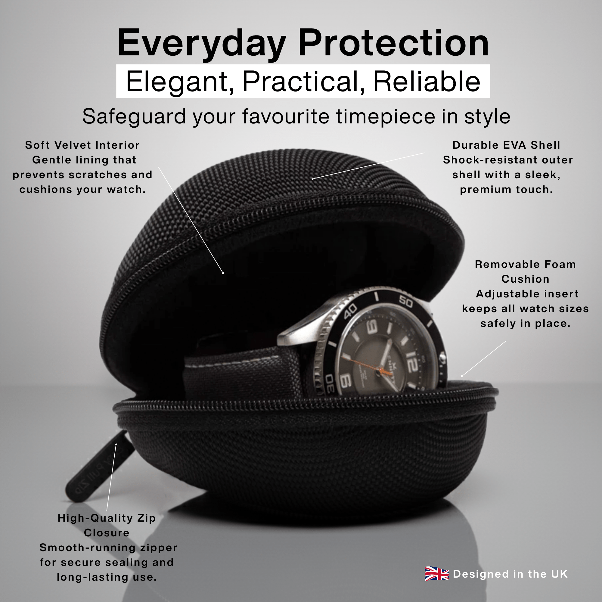 Black Single Watch Travel Case – Secure & Compact Design watchcaseKennett Great Britain
