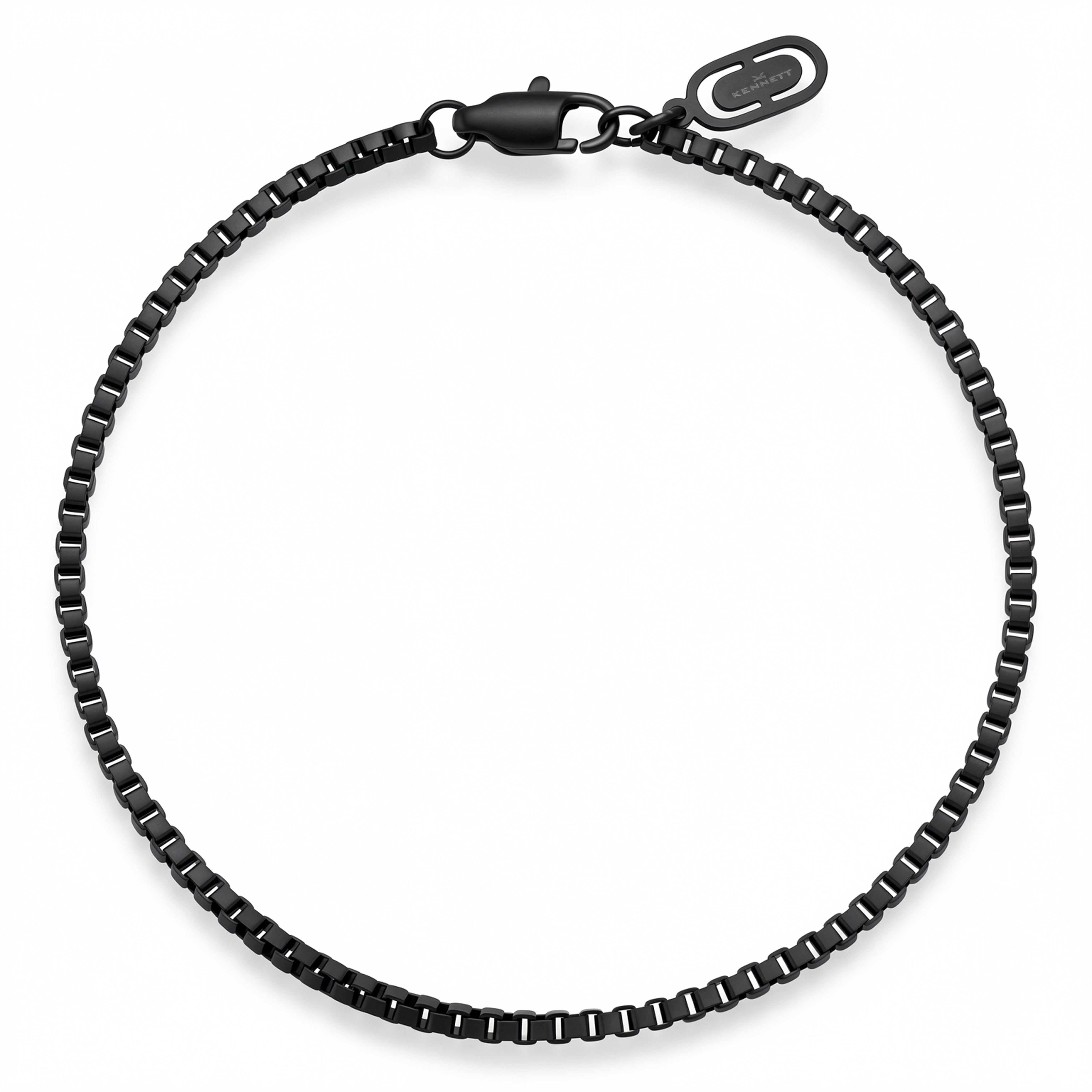 Kennett Box Chain Bracelet 2mm Black - stainless steel bracelet with black IP-plated round box chain