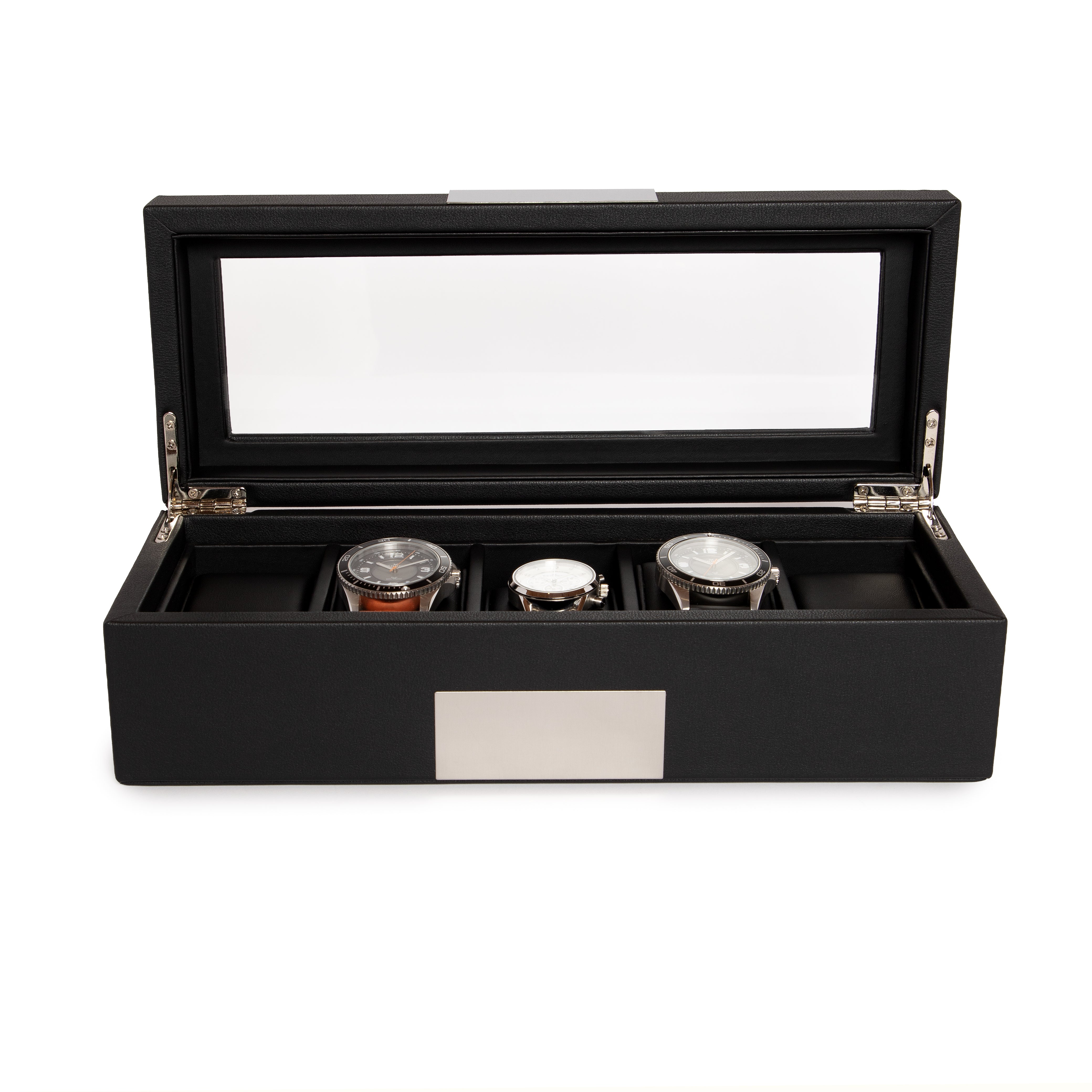 5 Slot PU Leather Watch Box – Black Organizer