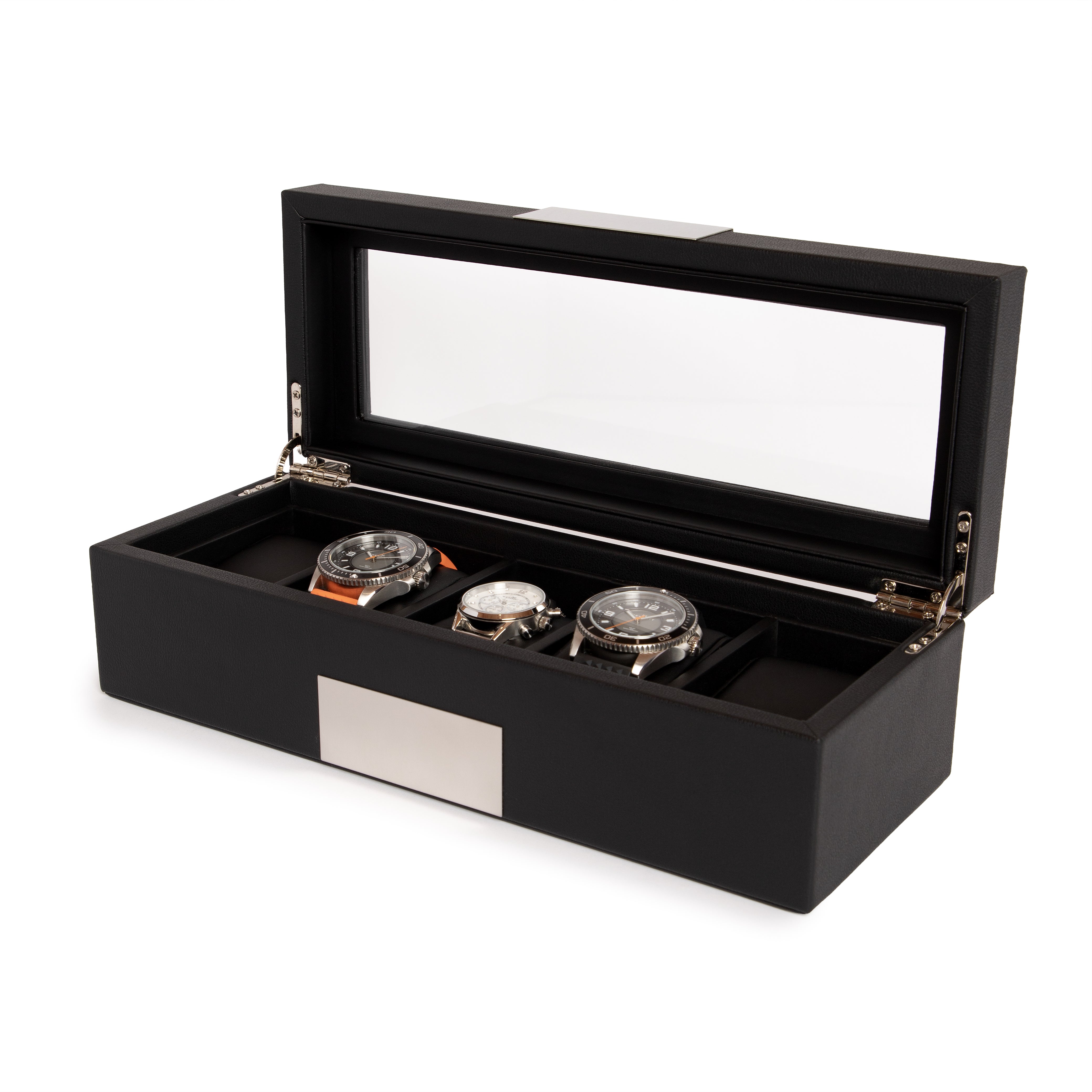 5 Slot PU Leather Watch Box – Black Organizer