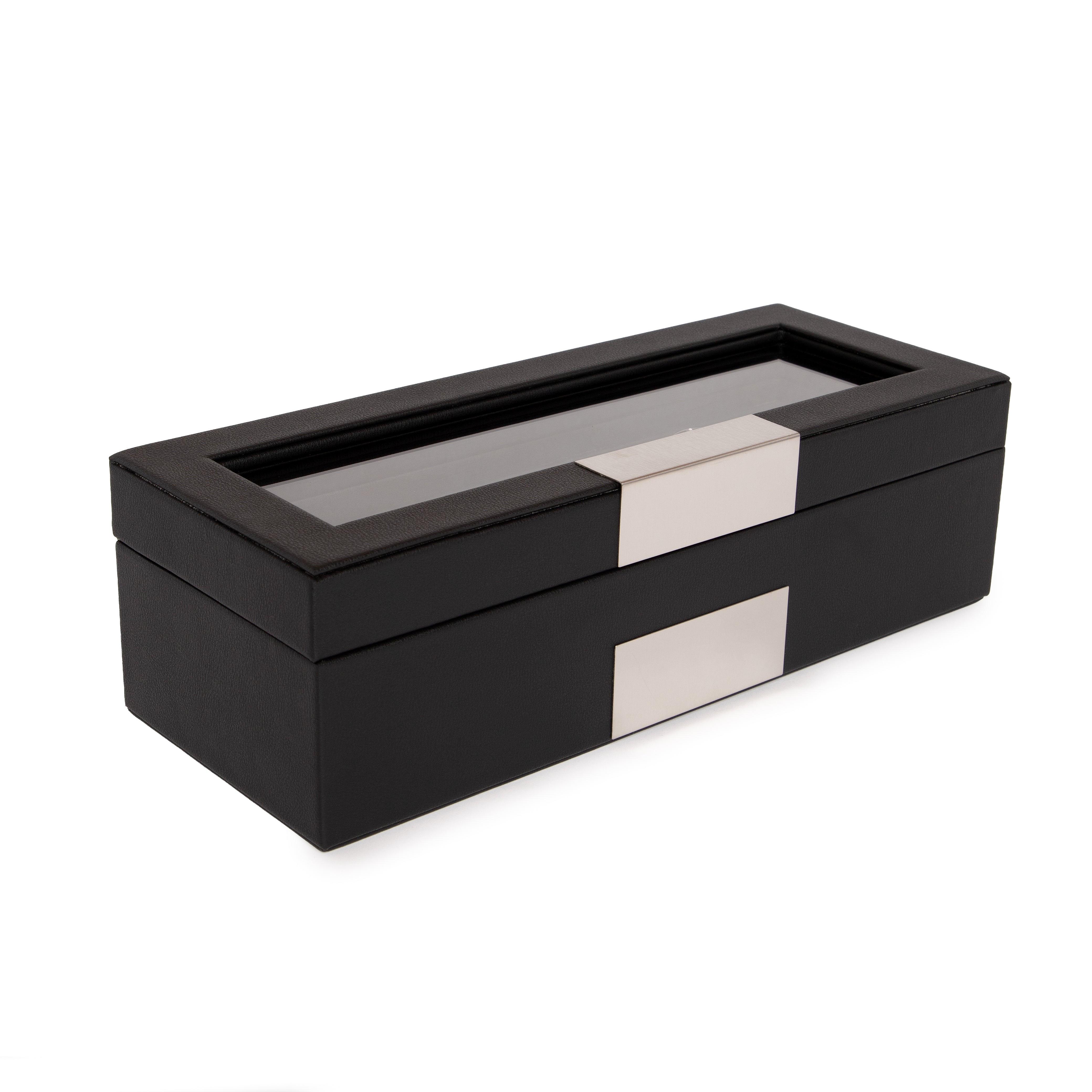 5 Slot PU Leather Watch Box – Black Organizer