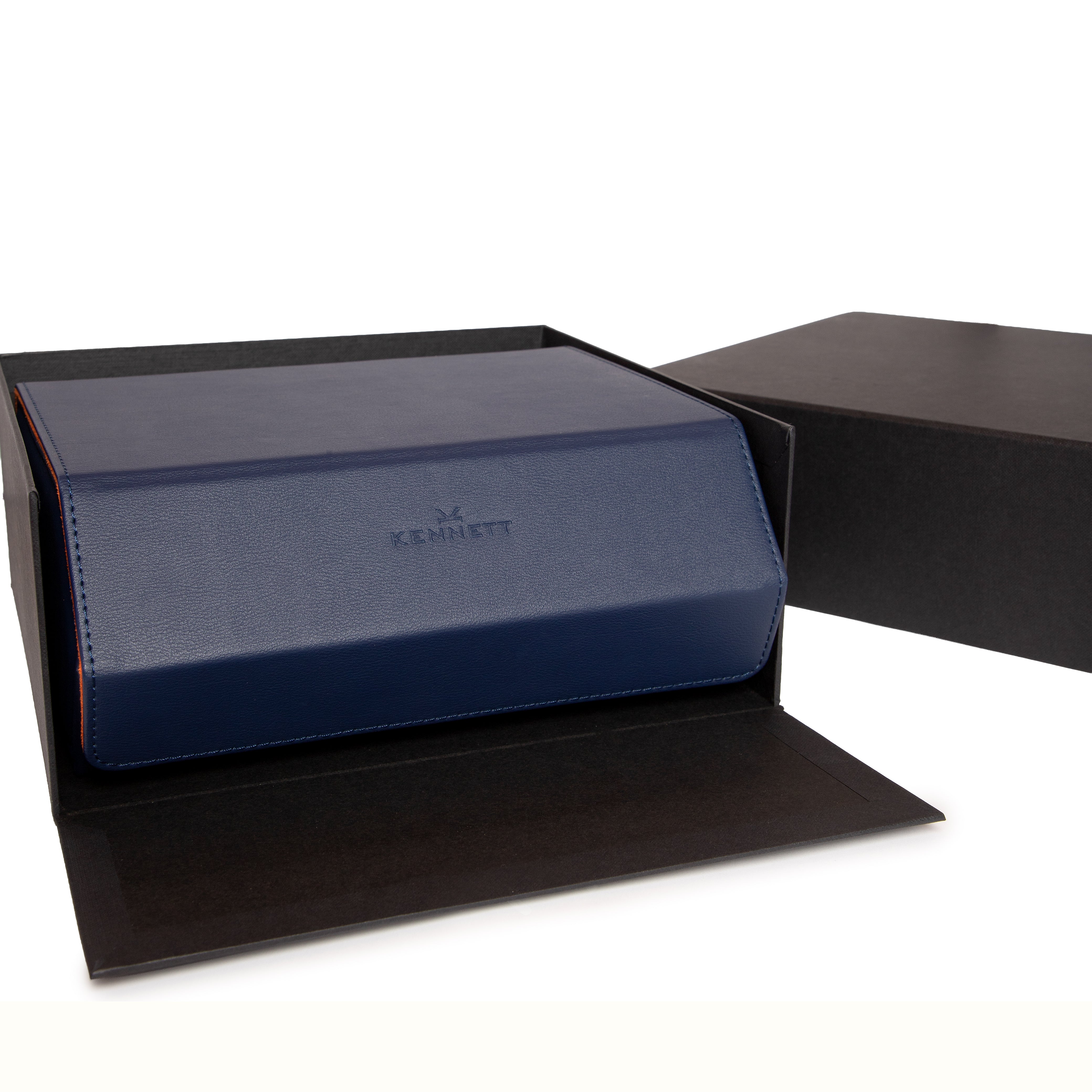 Kennett 6 Piece Hexagon Watch Case Blue & Orange PU Leather