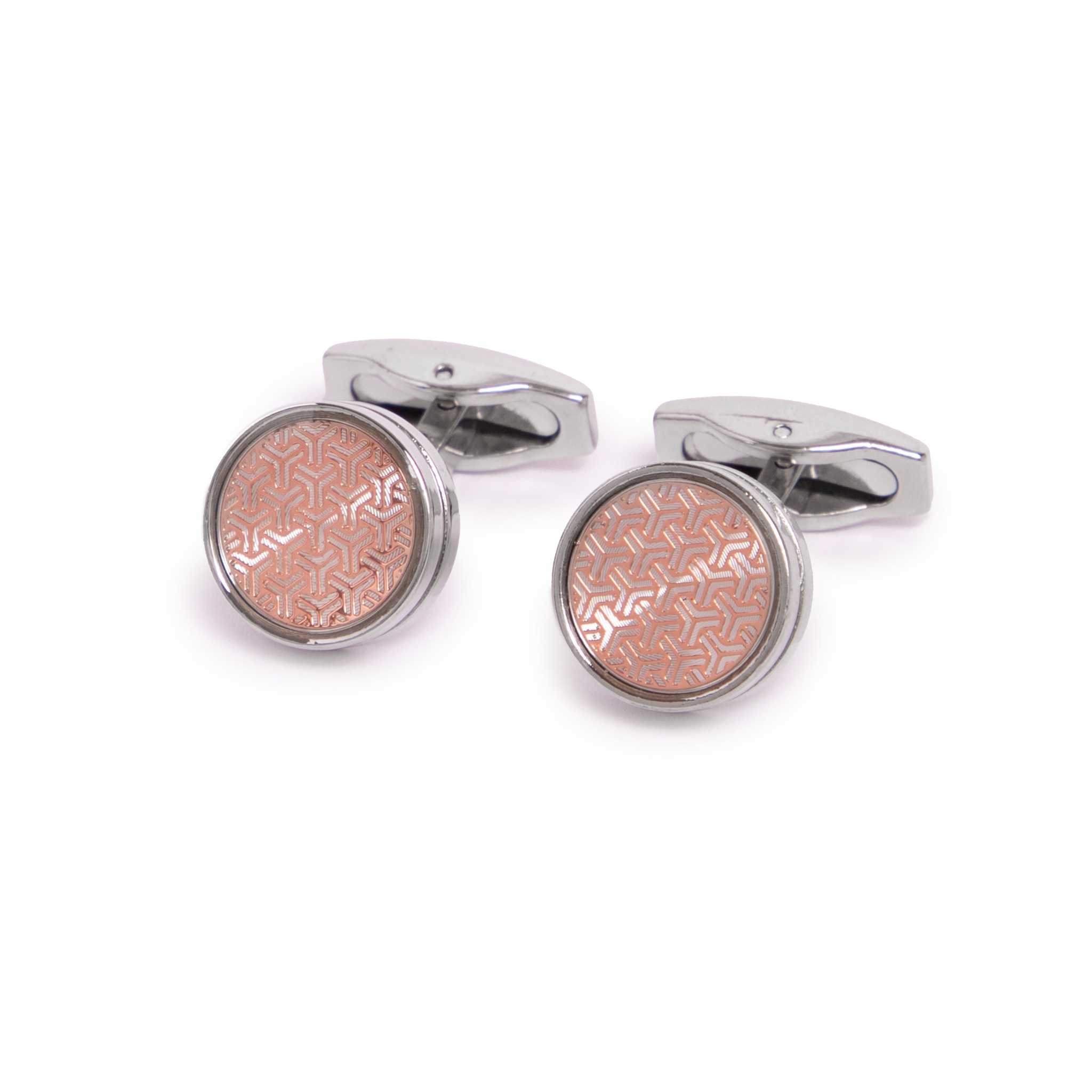 Kennett Stanley Silver - Plated Cufflinks – Geometric Copper Detail Kennett Great Britain