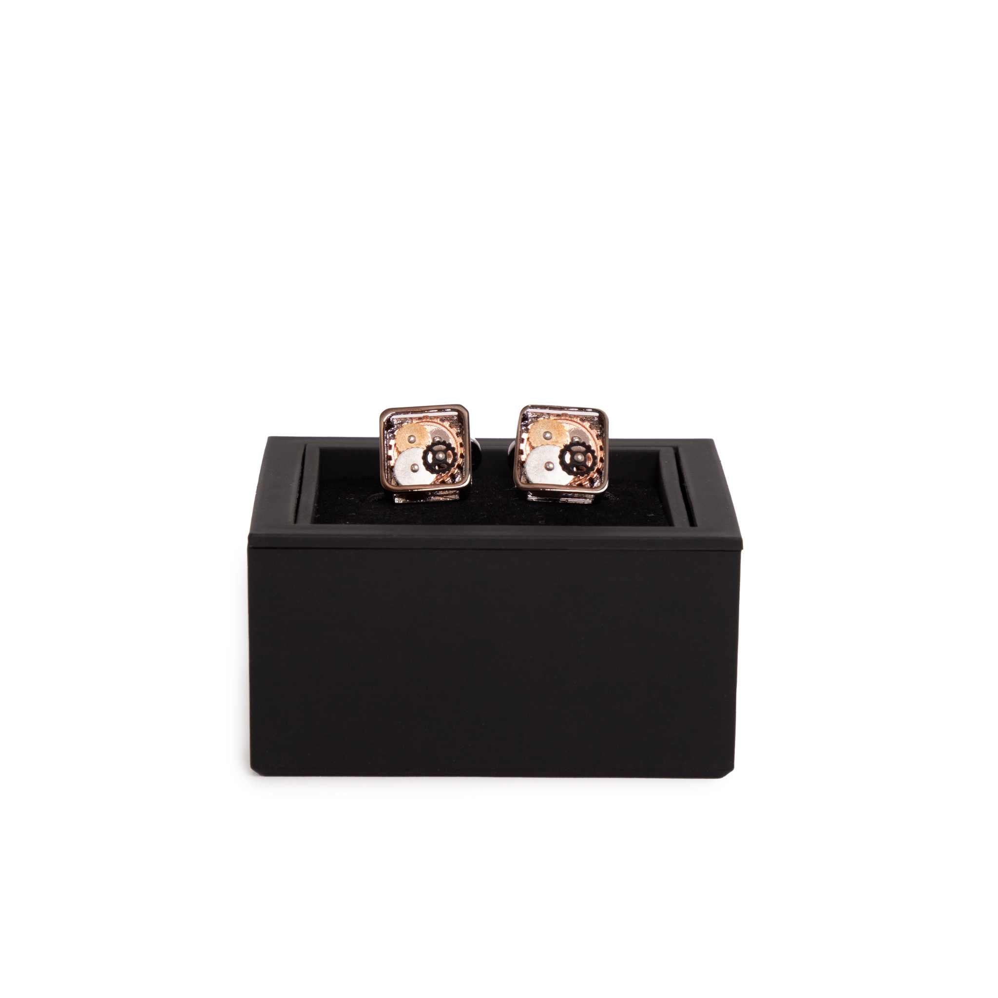 Kennett Watch Movement Cufflinks – Silver, Gold & Black Gear Design Kennett Great Britain