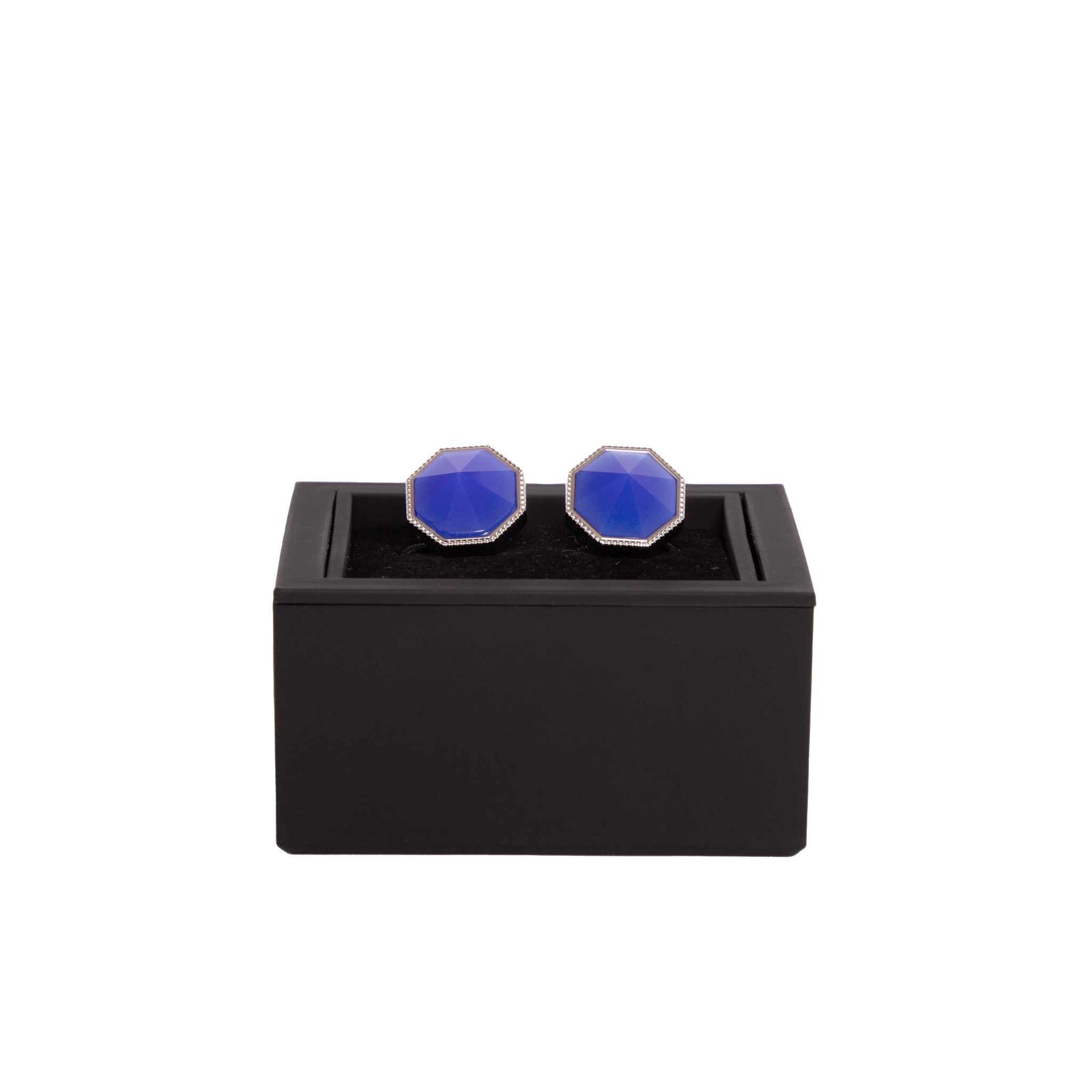 Kennett Octozuro Silver & Blue Octagonal Cufflinks Kennett Great Britain
