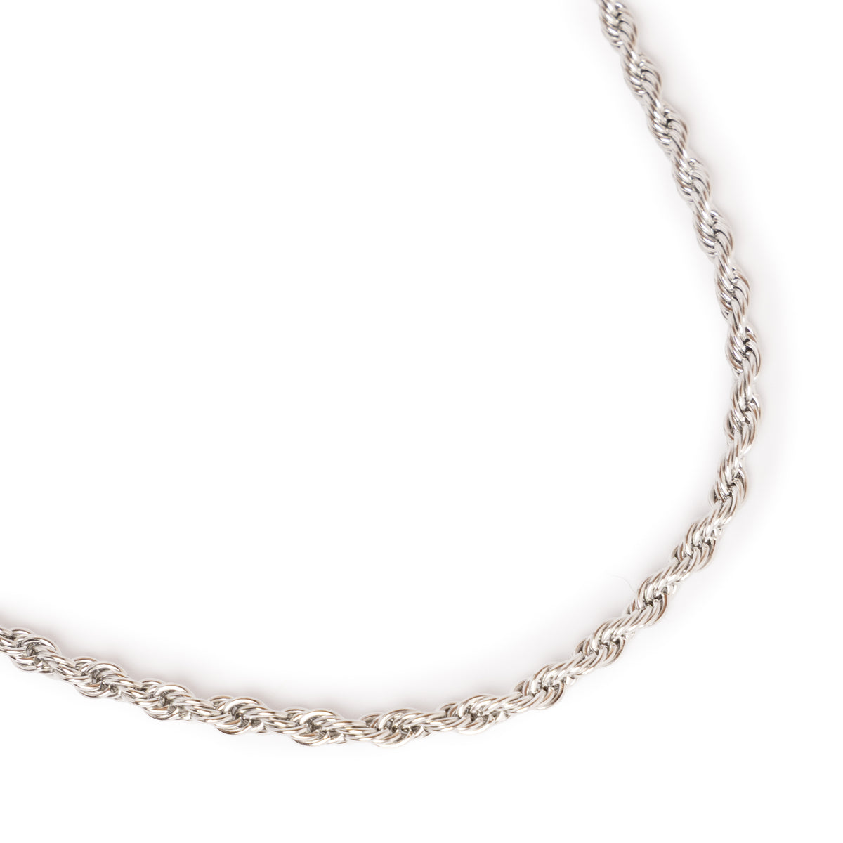 5mm Rope Chain Necklace - Silver Tone