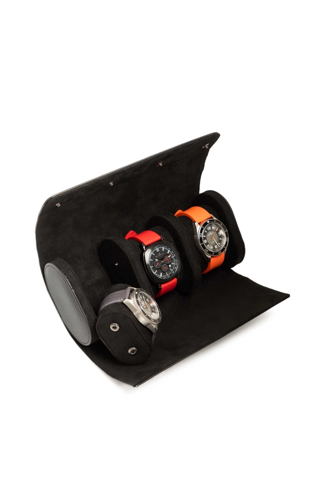 Black Leather Watch Roll | Luxury Travel Watch Storage Case Kennett Great Britain