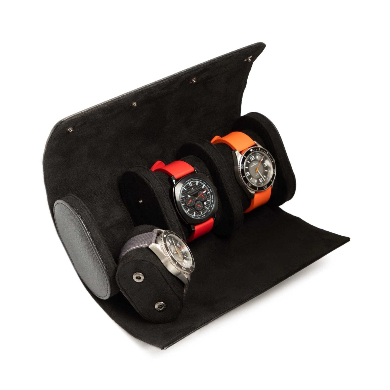 Black Leather Watch Roll | Luxury Travel Watch Storage Case Kennett Great Britain