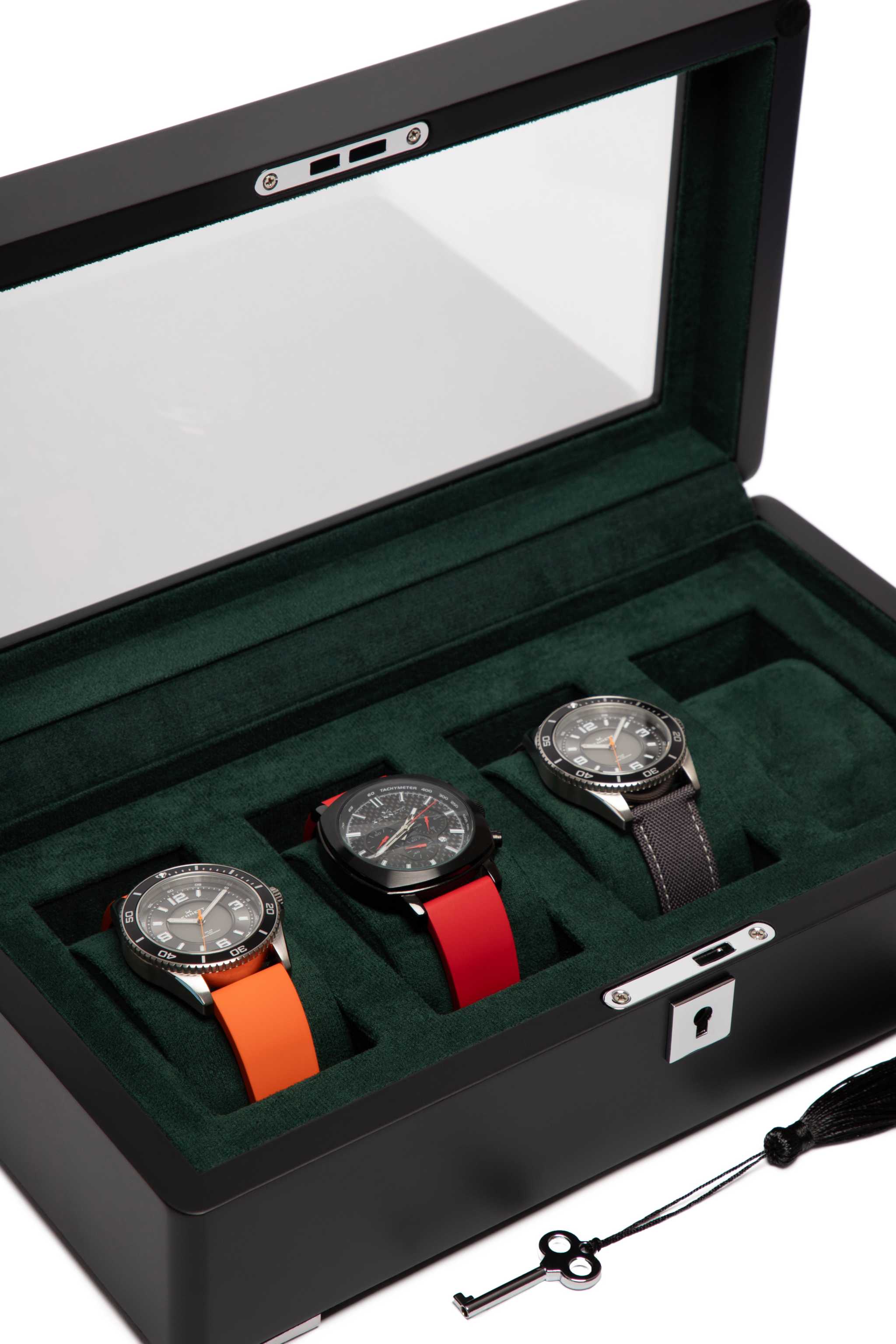 Kennett 4 - Slot Wooden Watch Box – Elegant Black Finish Kennett Great Britain