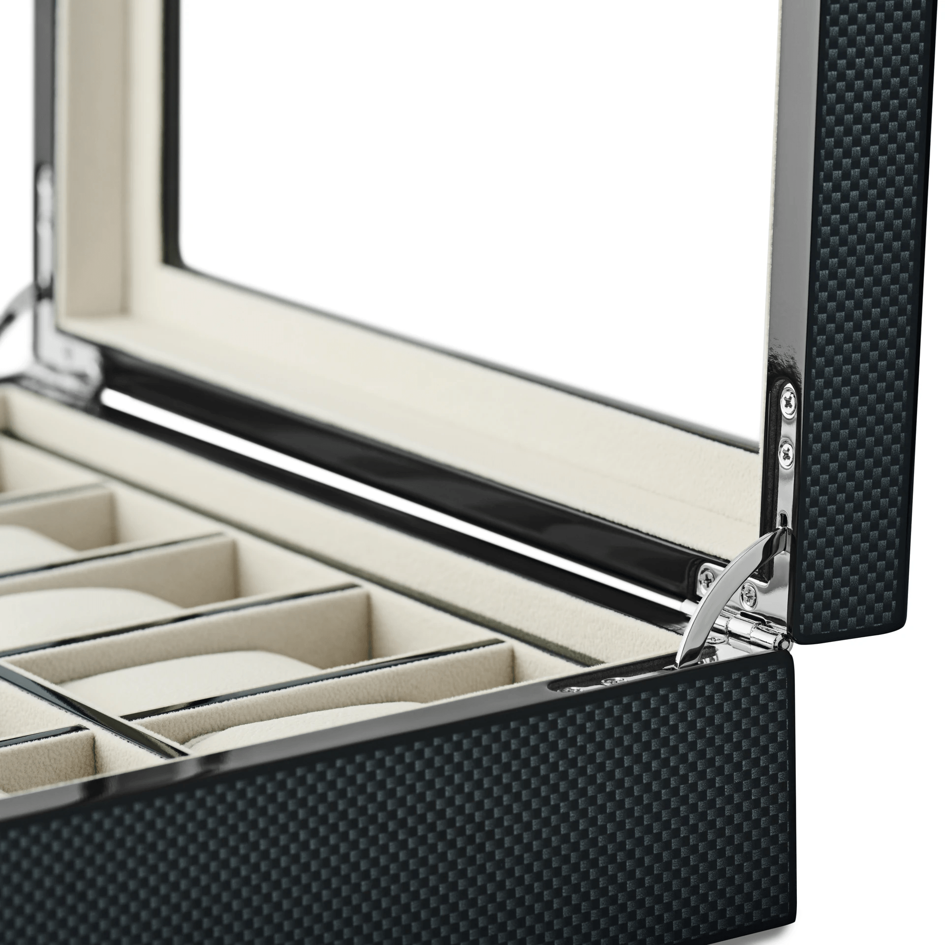 Kennett 10 - Slot Wooden Watch Box – Carbon Fibre Finish Kennett Great Britain