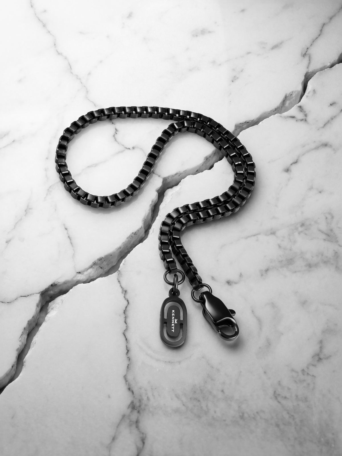 Kennett Box Chain Bracelet 2mm Black