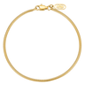 Kennett gold 2mm snake chain bracelet, 19cm, laid in a circle showing the lobster clasp closure