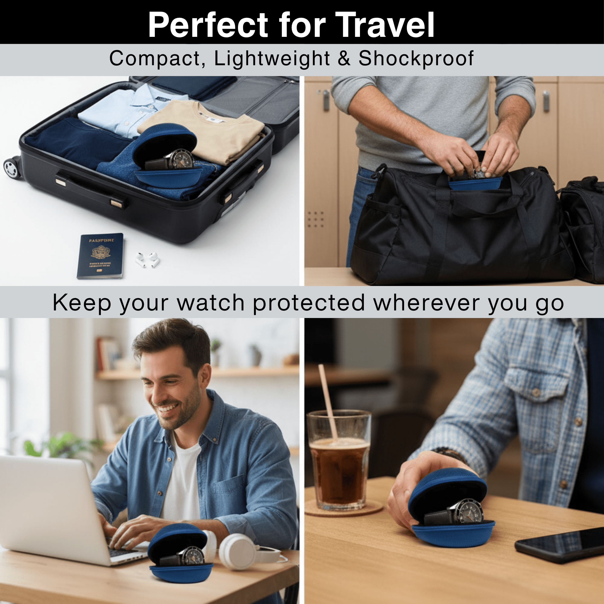 Blue Single Watch Travel Case – Sleek, Durable & Portable watchcaseKennett Great Britain