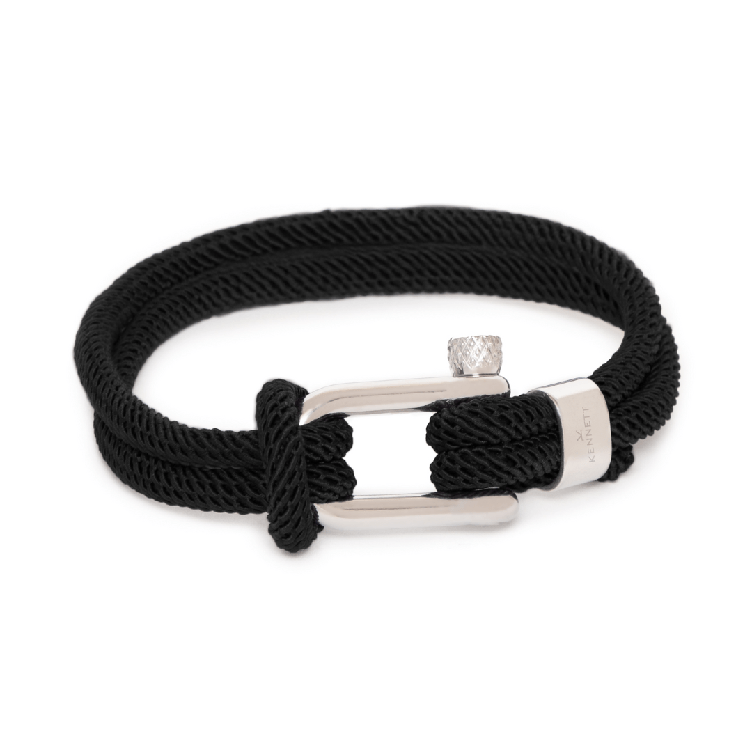 Kennett Regatta Bracelet – Nautical Shackle Cord Bracelet in Stainless Steel Kennett Great Britain