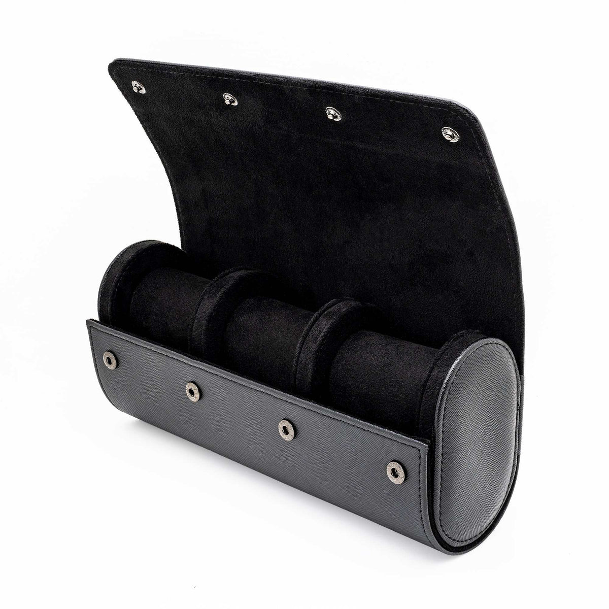 Black Leather Watch Roll | Luxury Travel Watch Storage Case Kennett Great Britain
