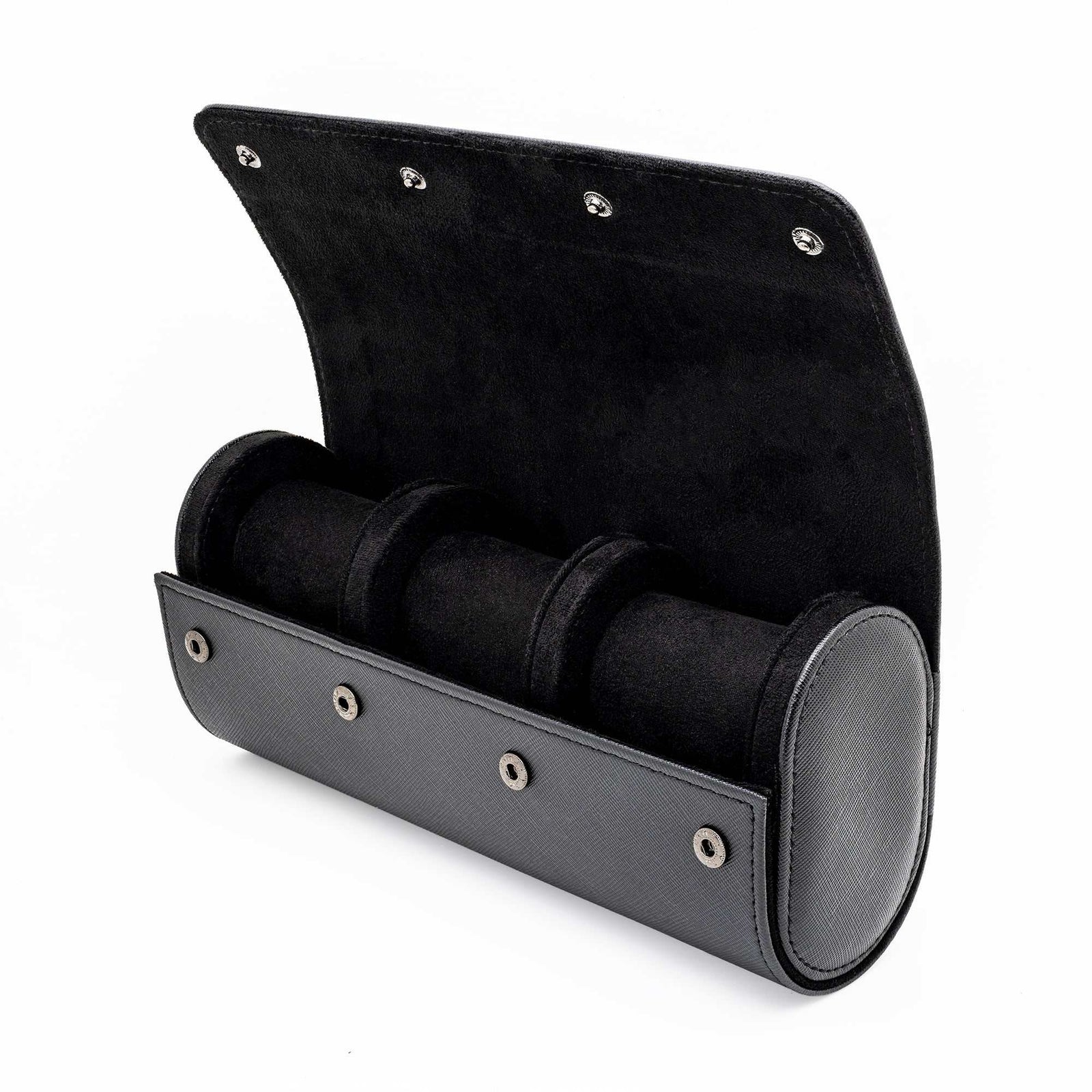 Black Leather Watch Roll | Luxury Travel Watch Storage Case Kennett Great Britain