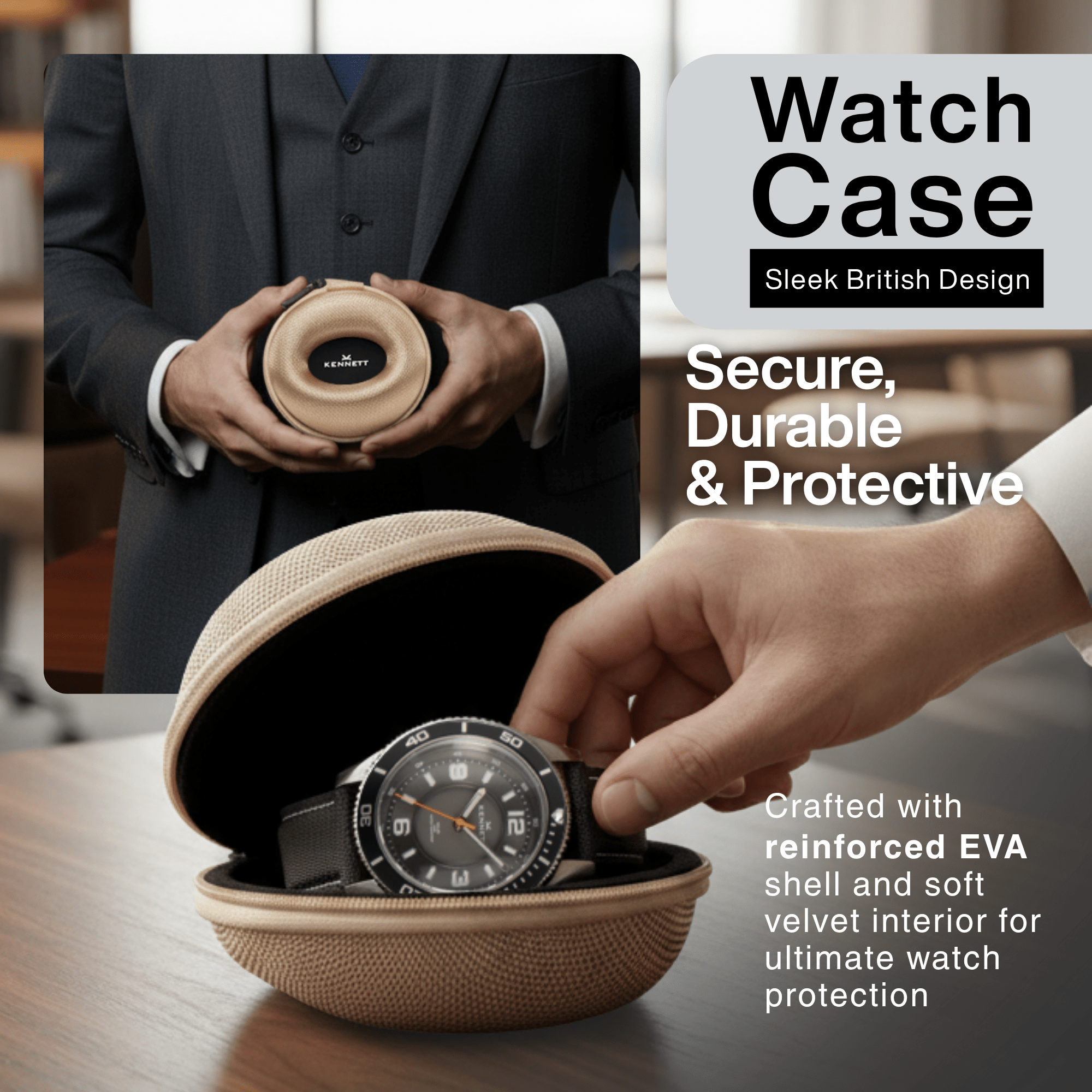 Gold Single Watch Travel Case – Protective & Travel Friendly watchcaseKennett Great Britain