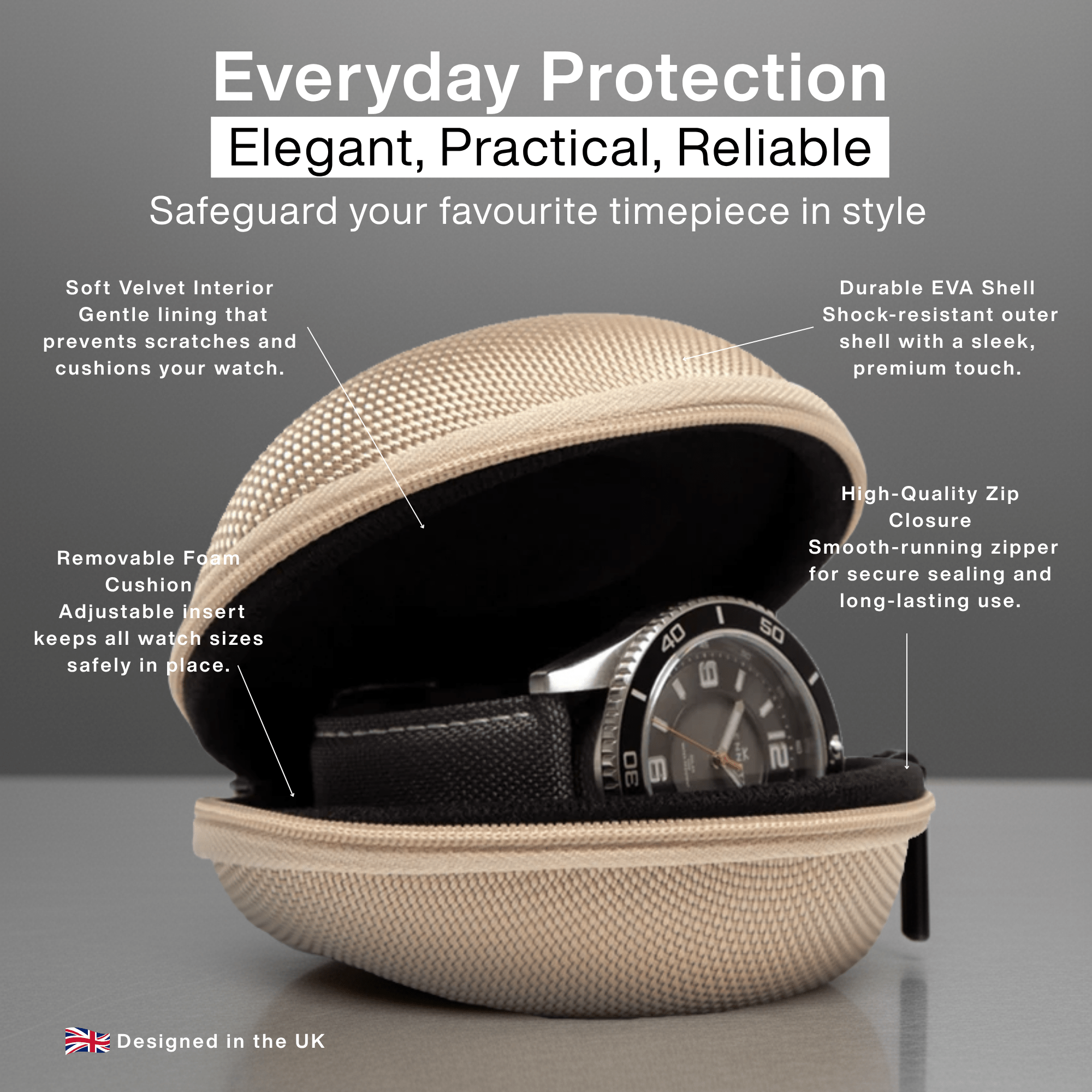Gold Single Watch Travel Case – Protective & Travel Friendly watchcaseKennett Great Britain