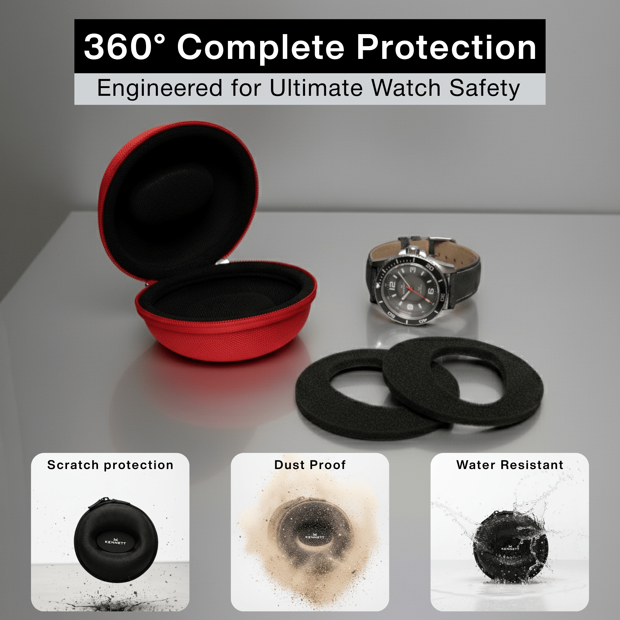 Red Single Watch Travel Case – Bold, Secure & Stylish watchcaseKennett Great Britain