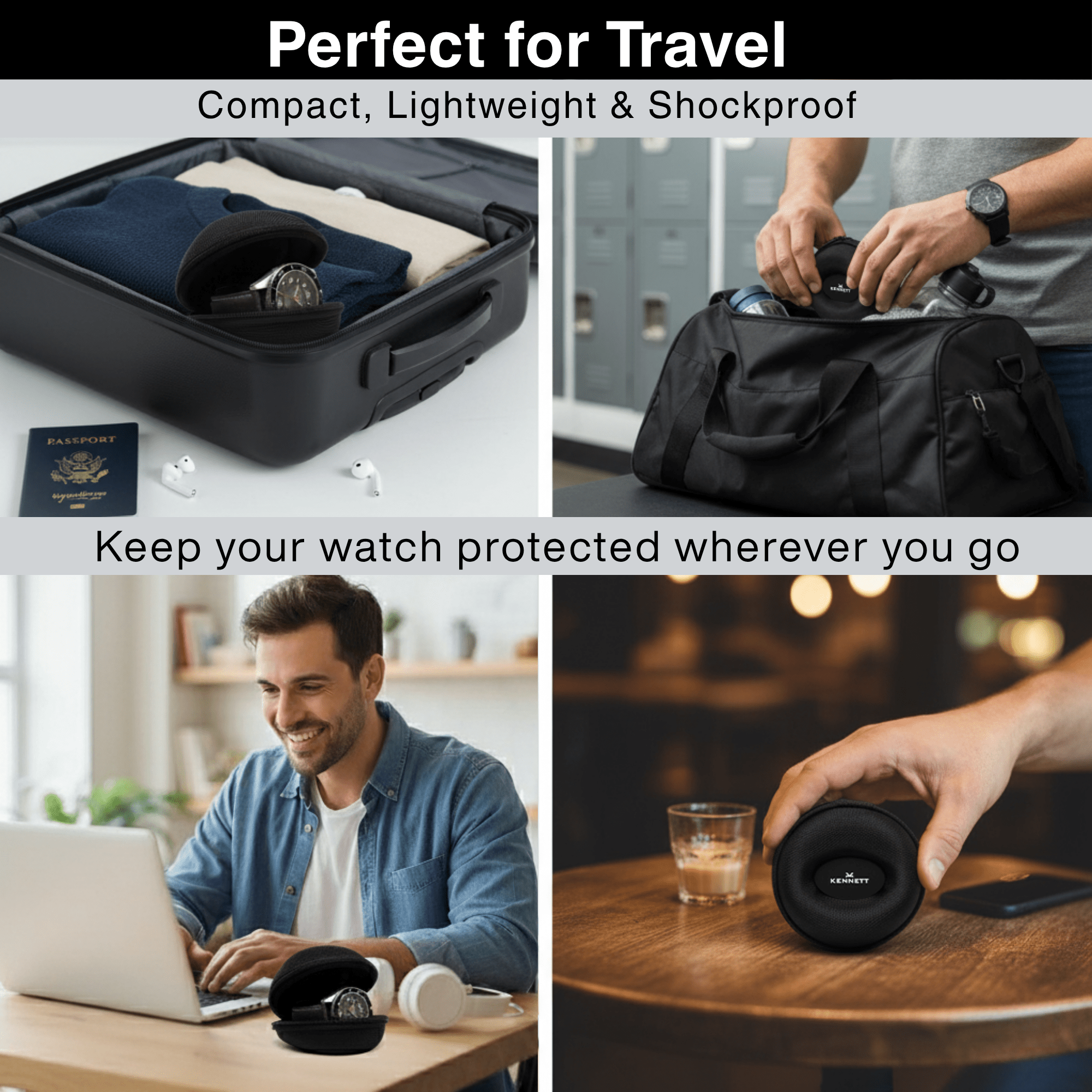Set of Four Kennett Black Watch Travel Cases