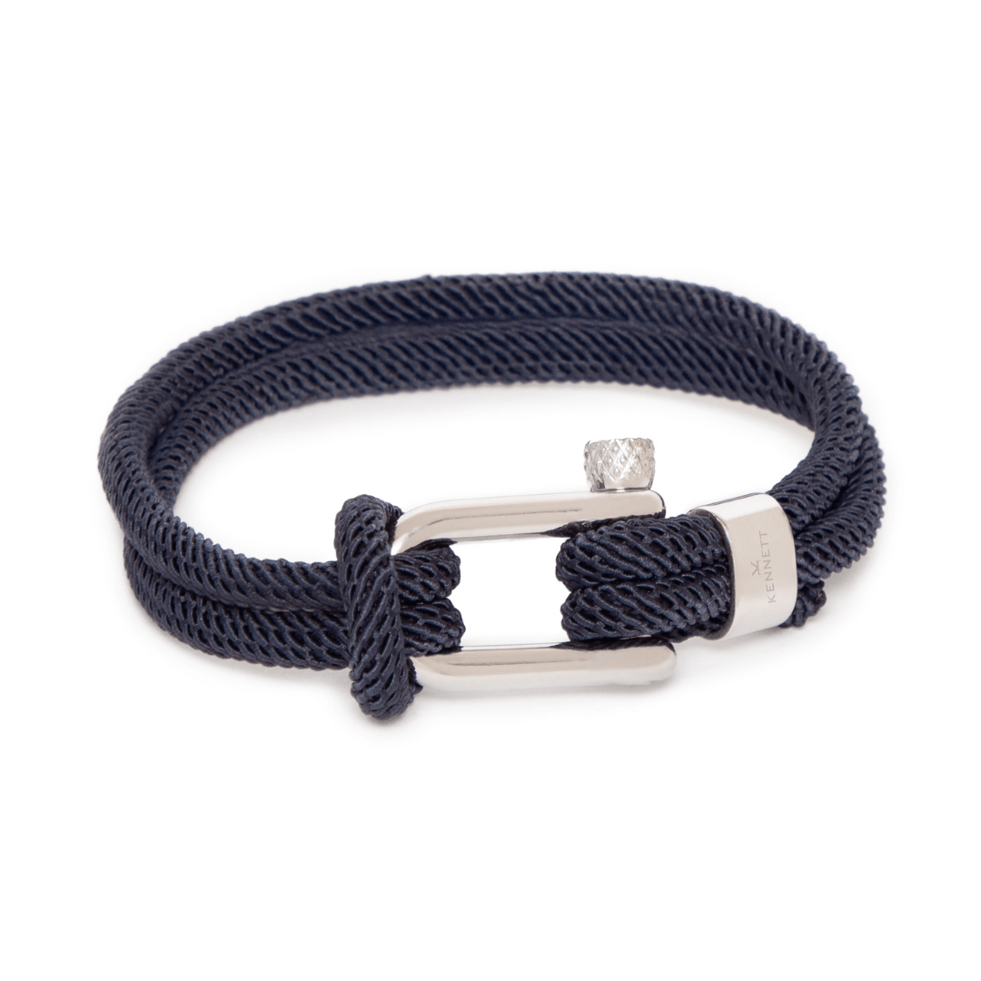 Kennett Regatta Bracelet – Nautical Shackle Cord Bracelet in Stainless Steel Kennett Great Britain