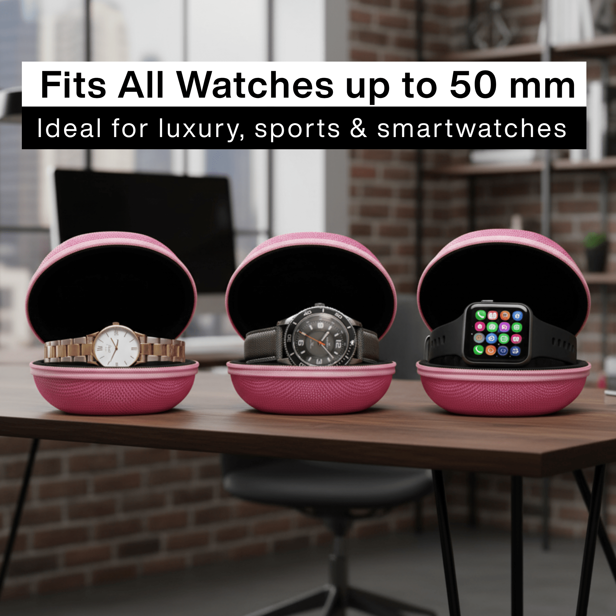 Pink Single Watch Travel Case – Stylish, Protective & Compact watchcaseKennett Great Britain