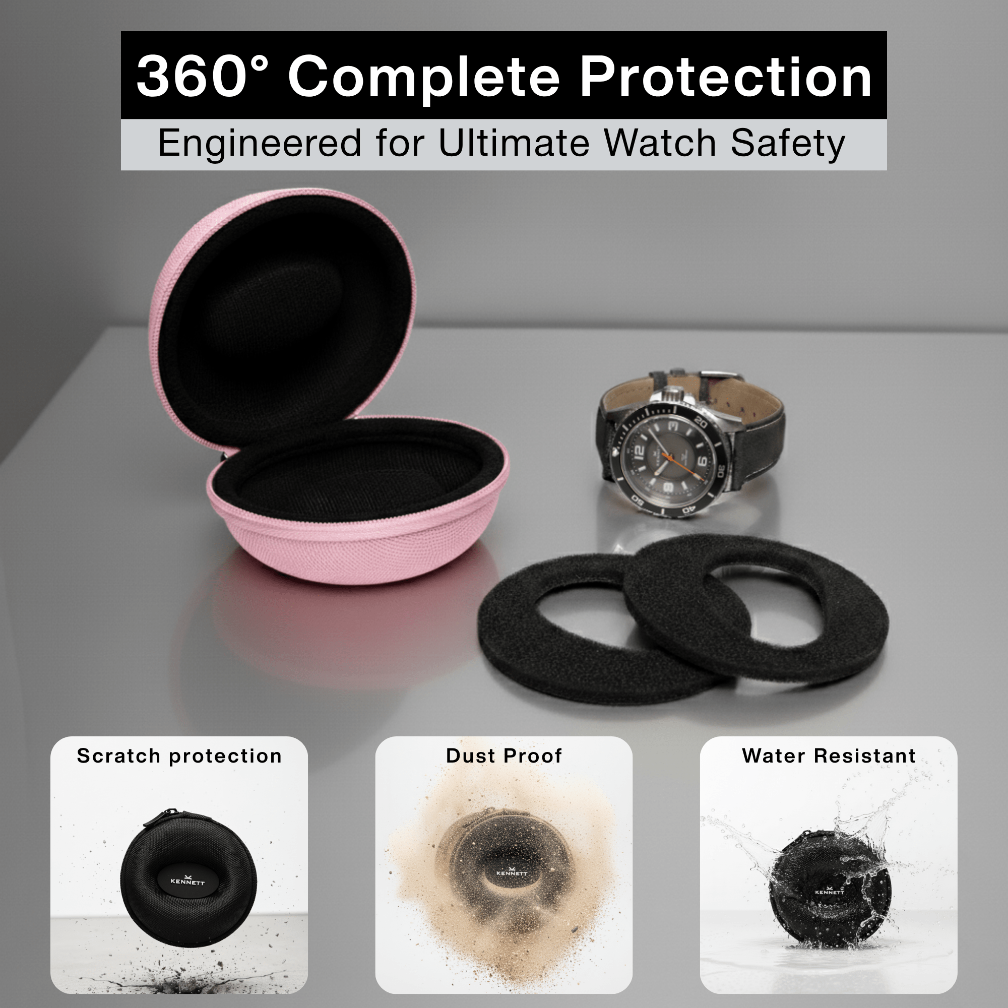 Pink Single Watch Travel Case – Stylish, Protective & Compact watchcaseKennett Great Britain