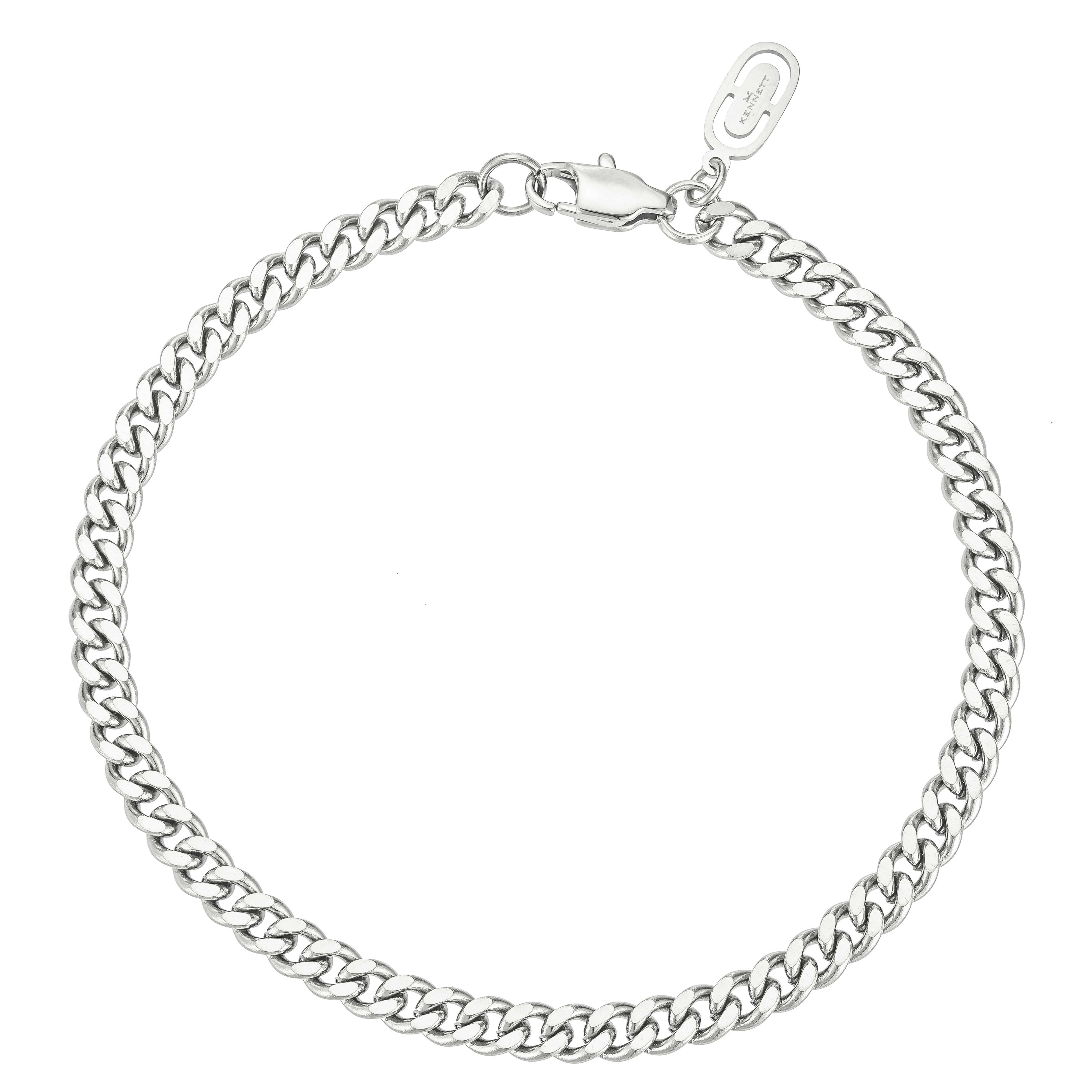 Kennett Silver Stainless Steel Bracelet 4MM Cuban Chain