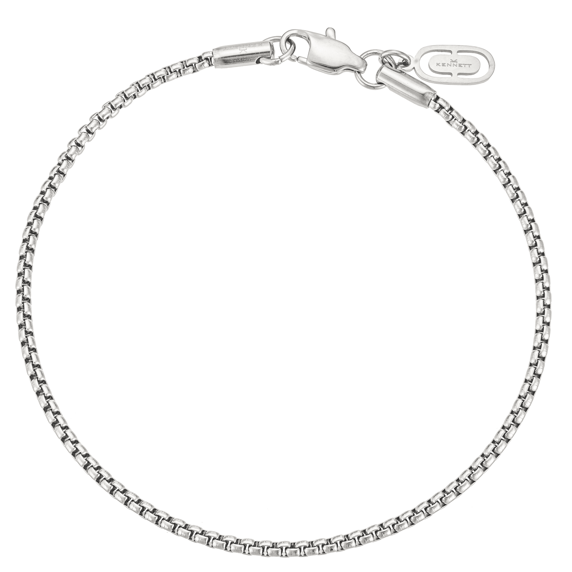 Kennett Box Chain Bracelet 2mm Silver 19cm