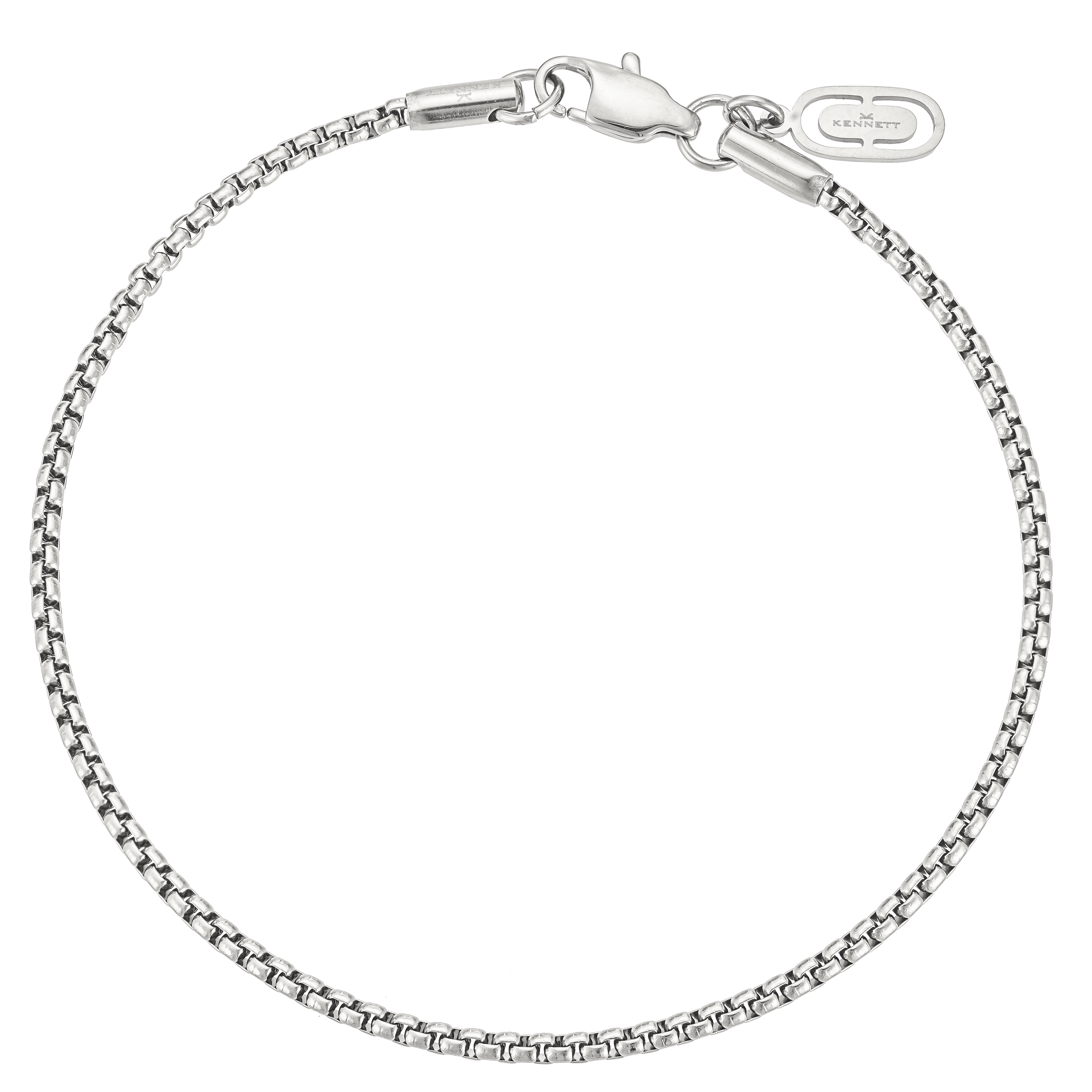Kennett Box Chain Bracelet 2mm Silver 19cm