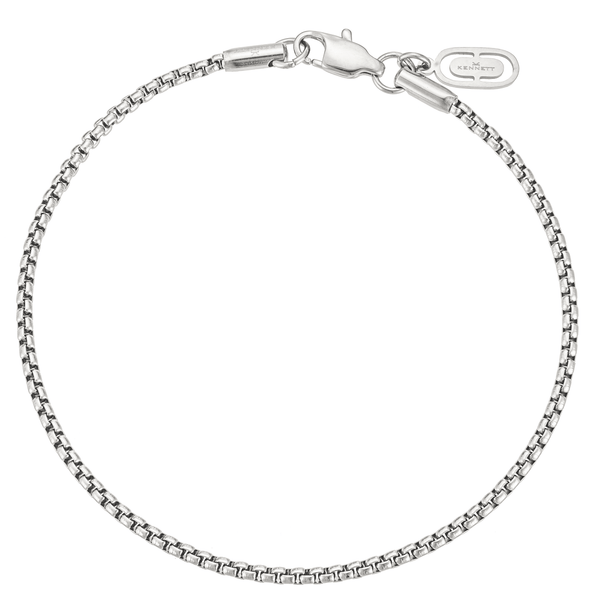 Kennett Box Chain Bracelet 2mm Silver 19cm