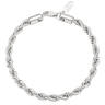 Kennett silver 5mm twisted rope chain bracelet, 19cm, laid in a circle showing the lobster clasp closure