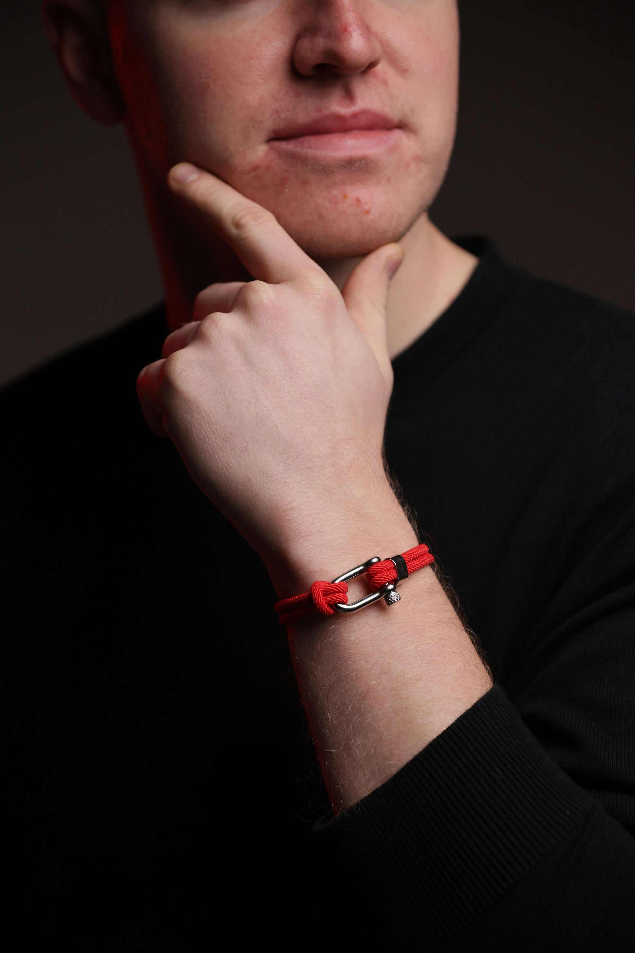 Kennett Regatta Bracelet – Nautical Shackle Cord Bracelet in Stainless Steel Kennett Great Britain