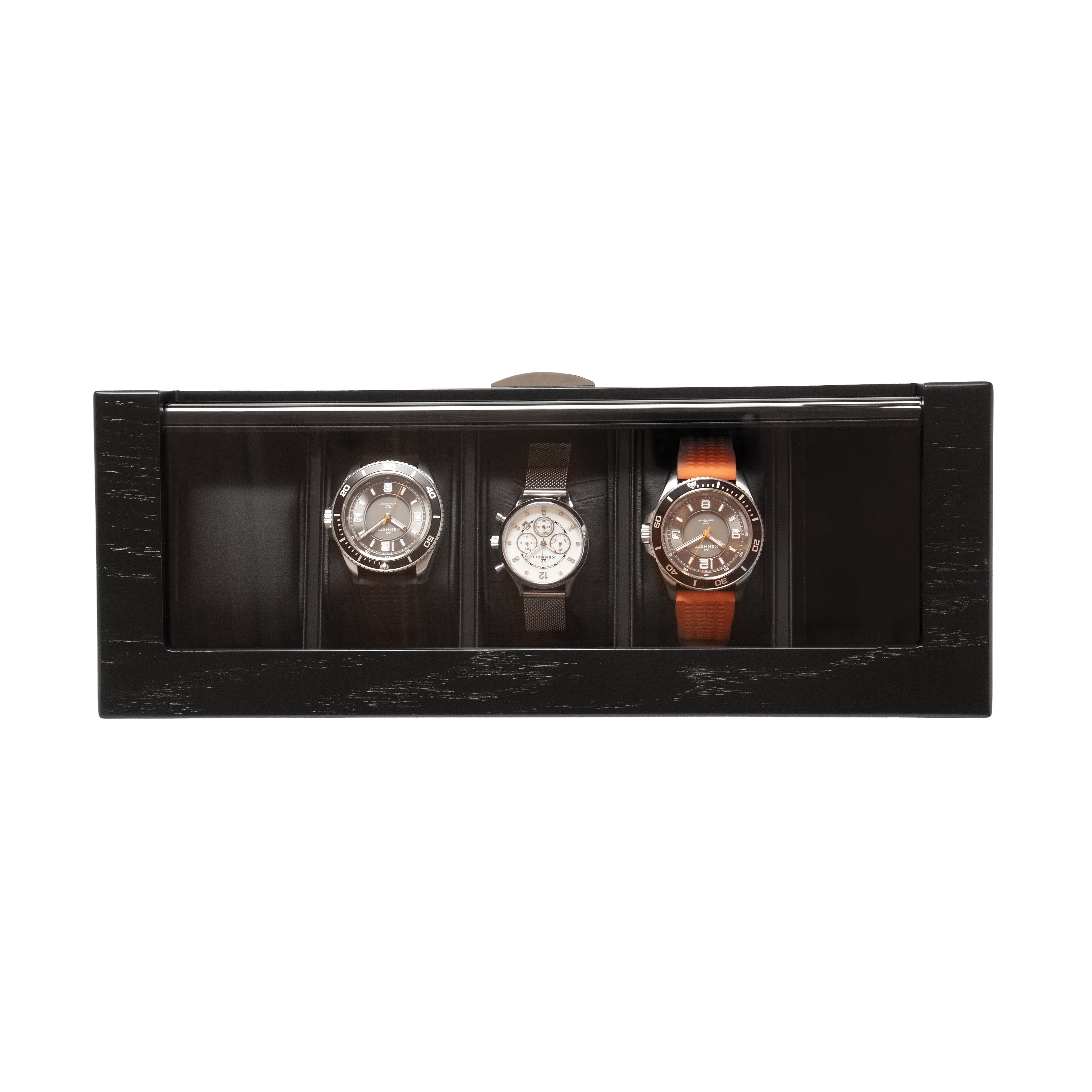 5-Slot Black Matte Wooden Watch Box with Acrylic Window
