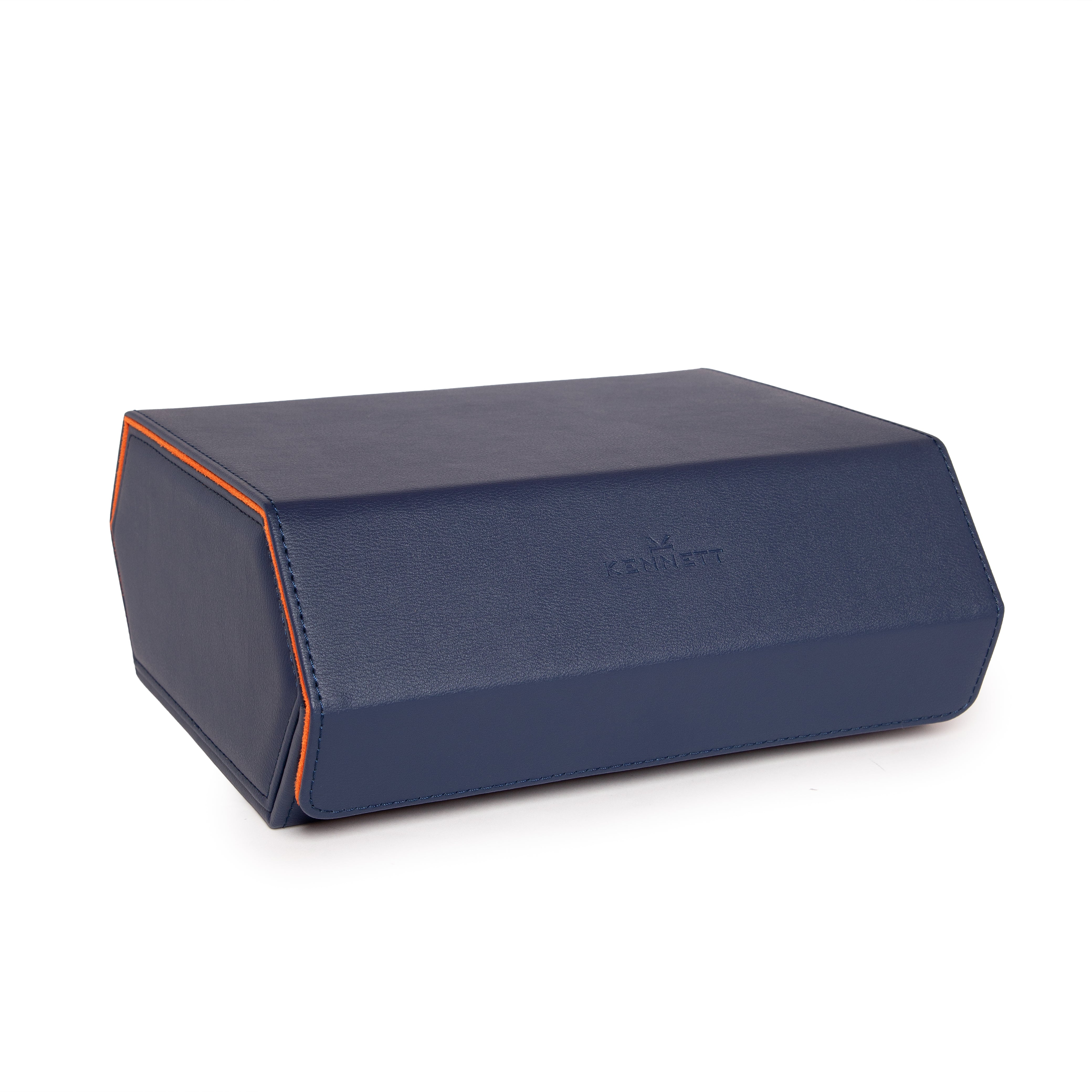 Kennett 6 Piece Hexagon Watch Case Blue & Orange PU Leather