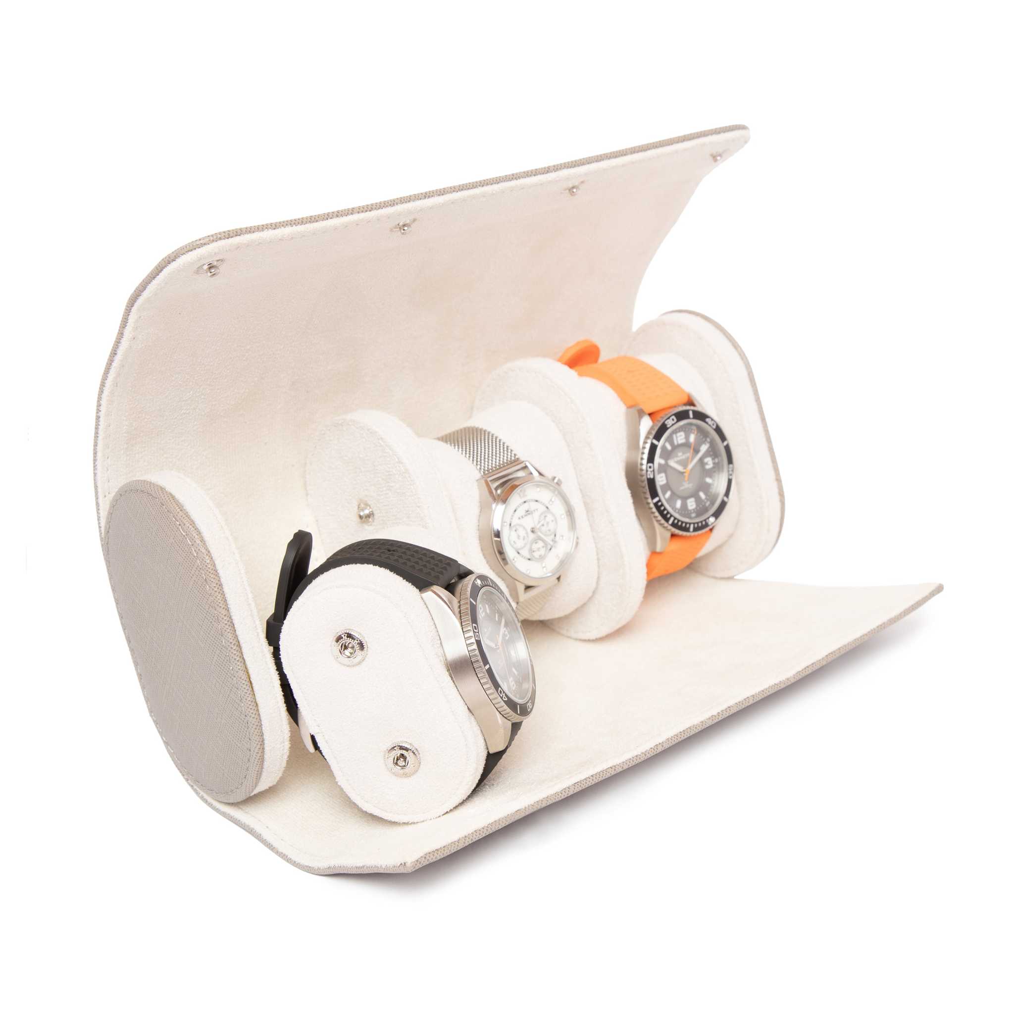 Grey Leather Watch Roll | Luxury Travel Watch Storage Case Kennett Great Britain