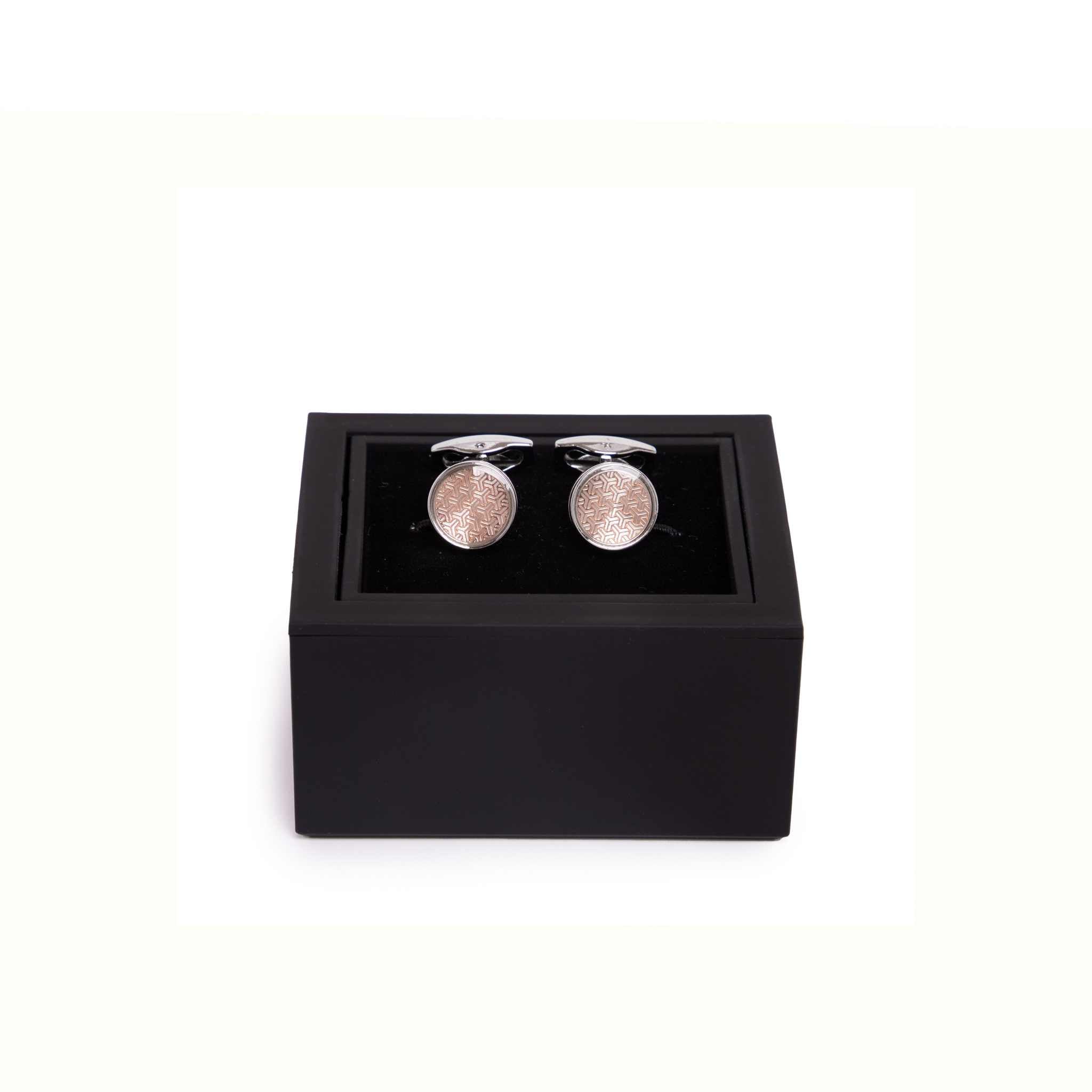 Kennett Stanley Silver - Plated Cufflinks – Geometric Copper Detail Kennett Great Britain