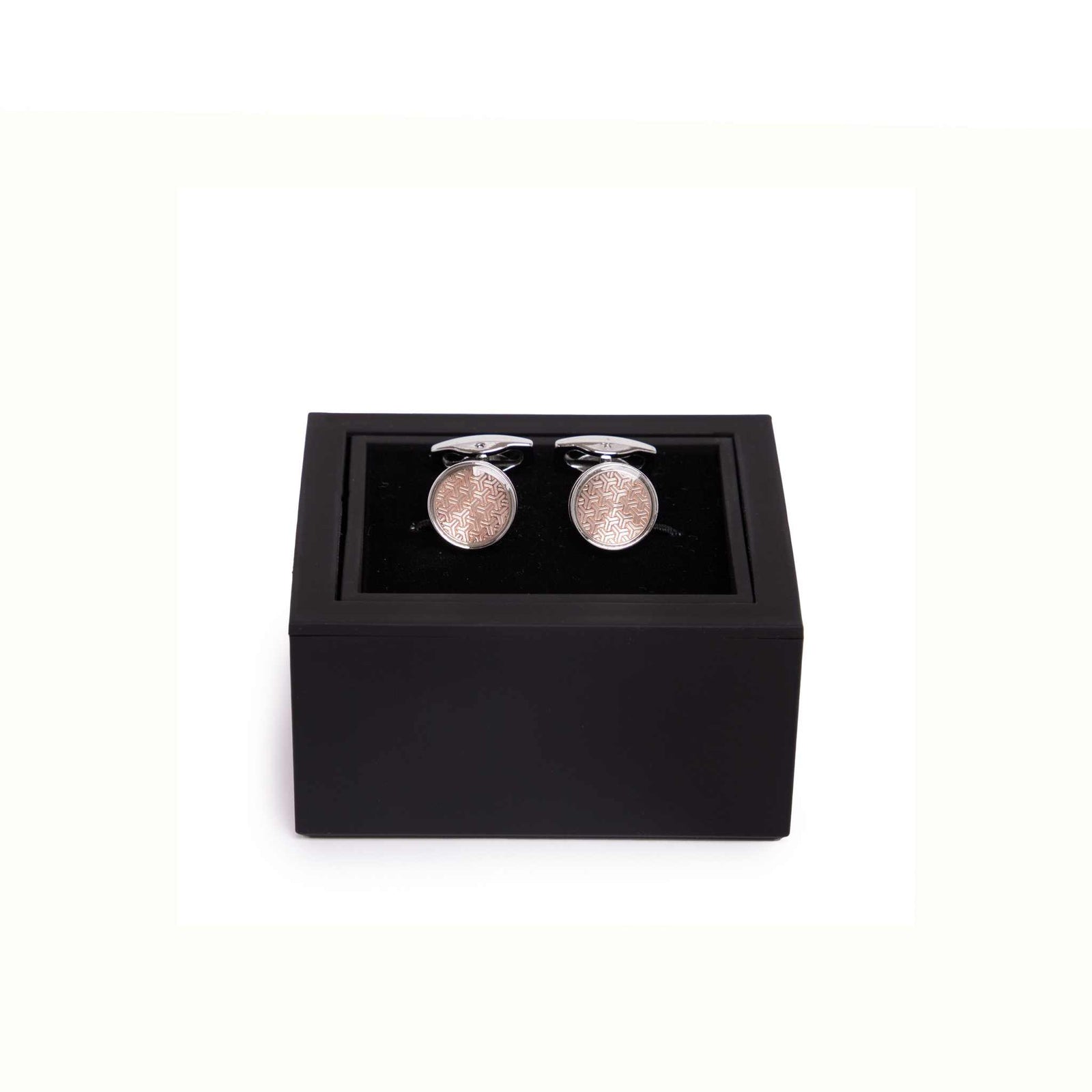 Kennett Stanley Silver - Plated Cufflinks – Geometric Copper Detail Kennett Great Britain