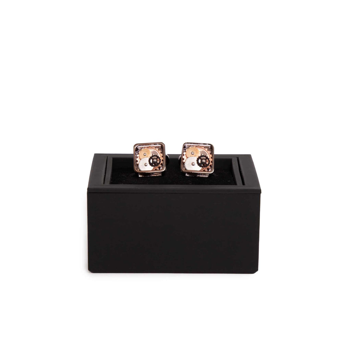 Kennett Watch Movement Cufflinks – Silver, Gold & Black Gear Design Kennett Great Britain