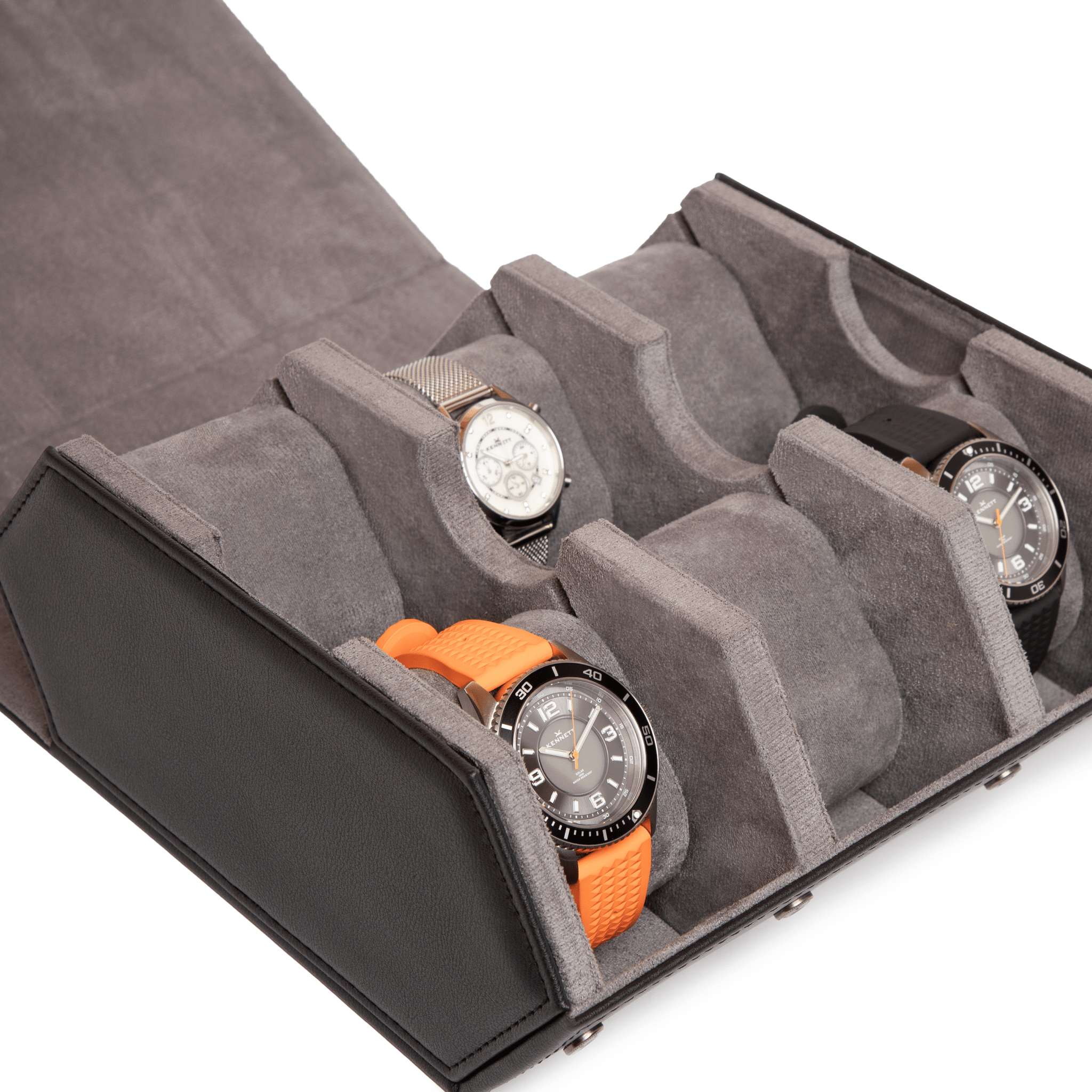 Kennett 6 Piece Hexagon Watch Case Black PU Leather Kennett Great Britain