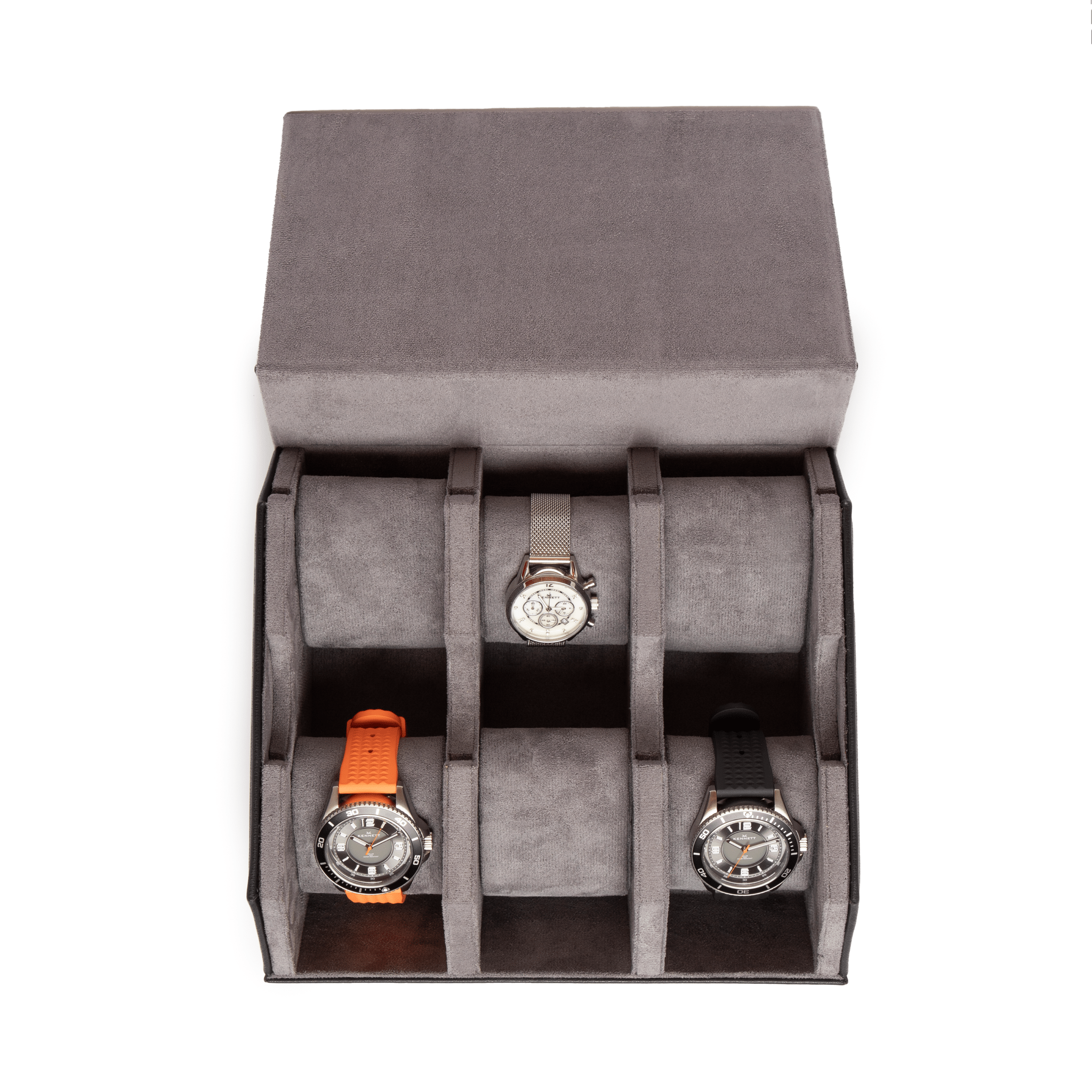 Kennett 6 Piece Hexagon Watch Case Black PU Leather Kennett Great Britain