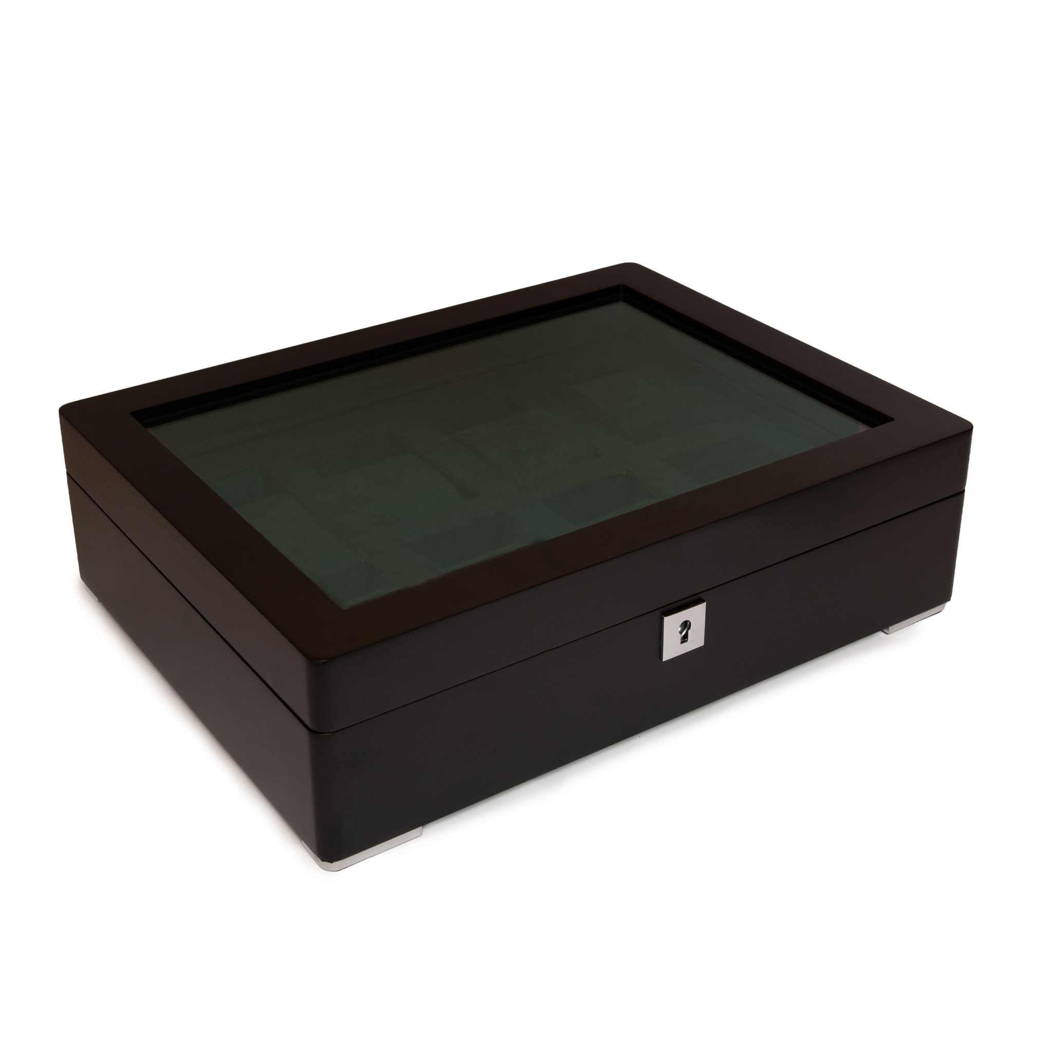 8 Slot Black Wooden Watch Box with Green Velvet Lining watch boxKennett Great Britain