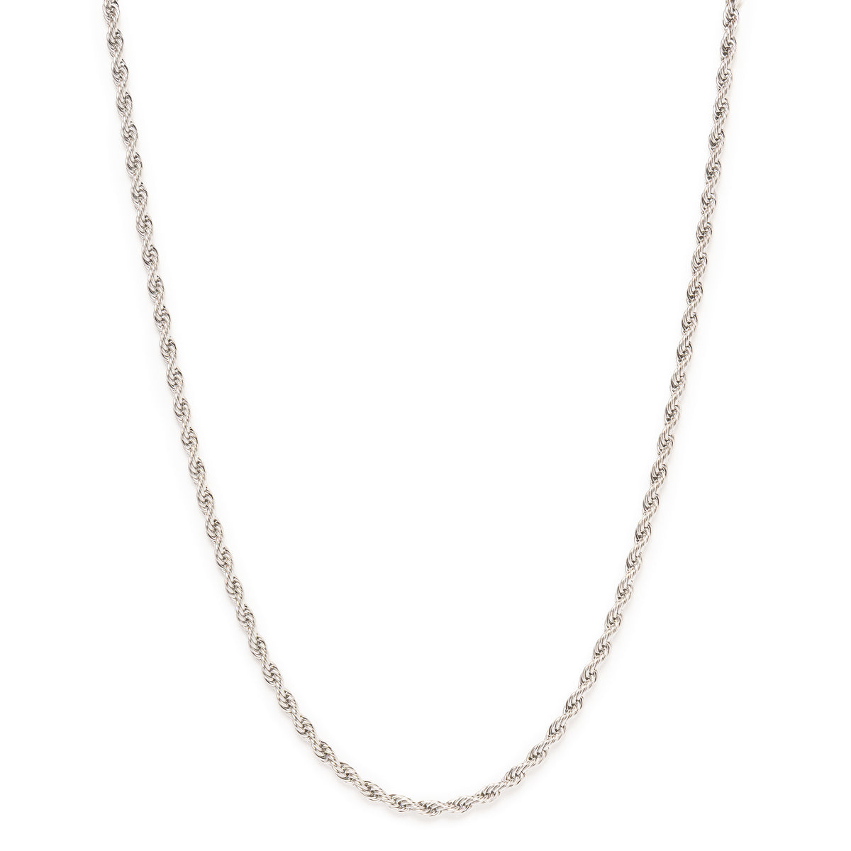 5mm Rope Chain Necklace - Silver Tone