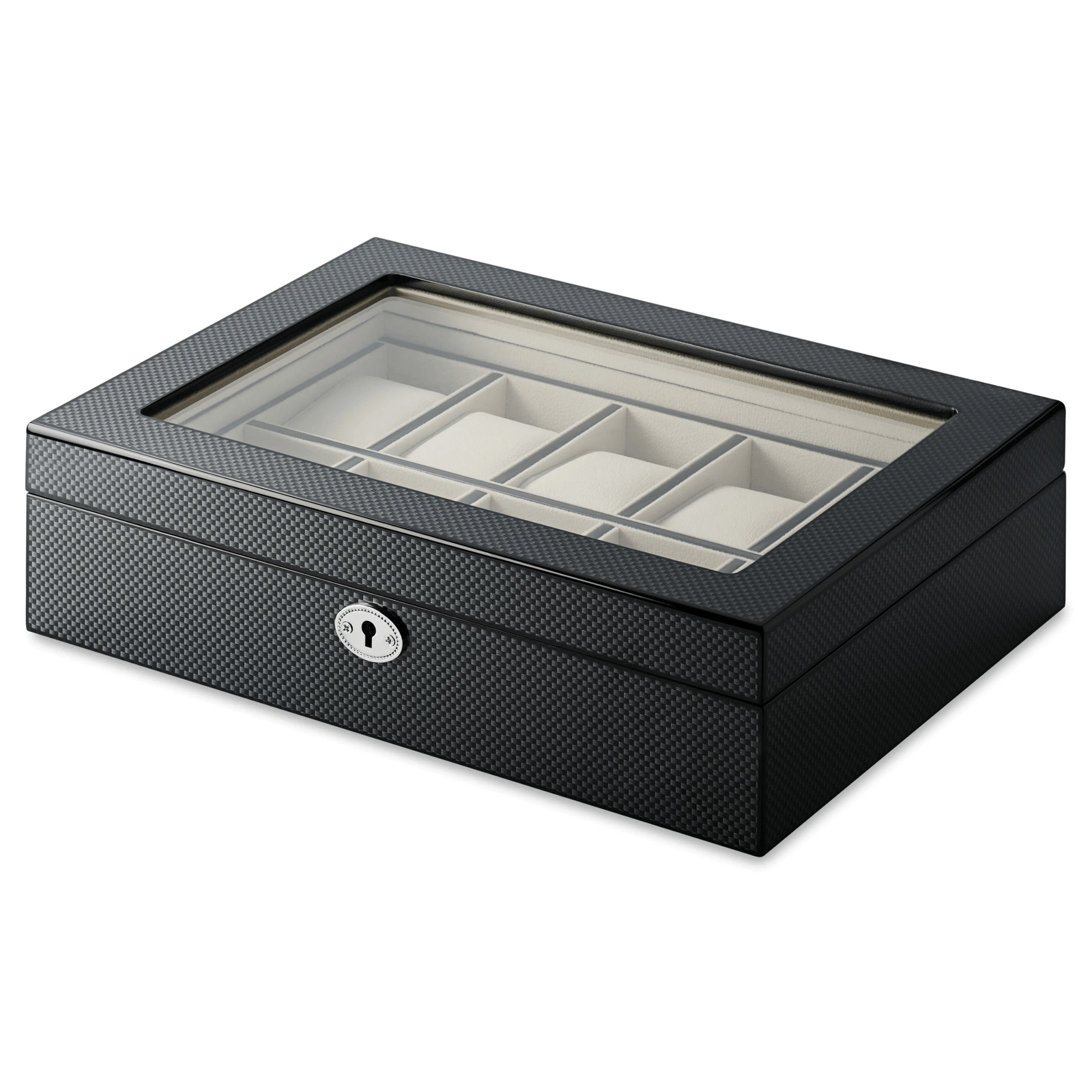 Kennett 10 - Slot Wooden Watch Box – Carbon Fibre Finish Kennett Great Britain