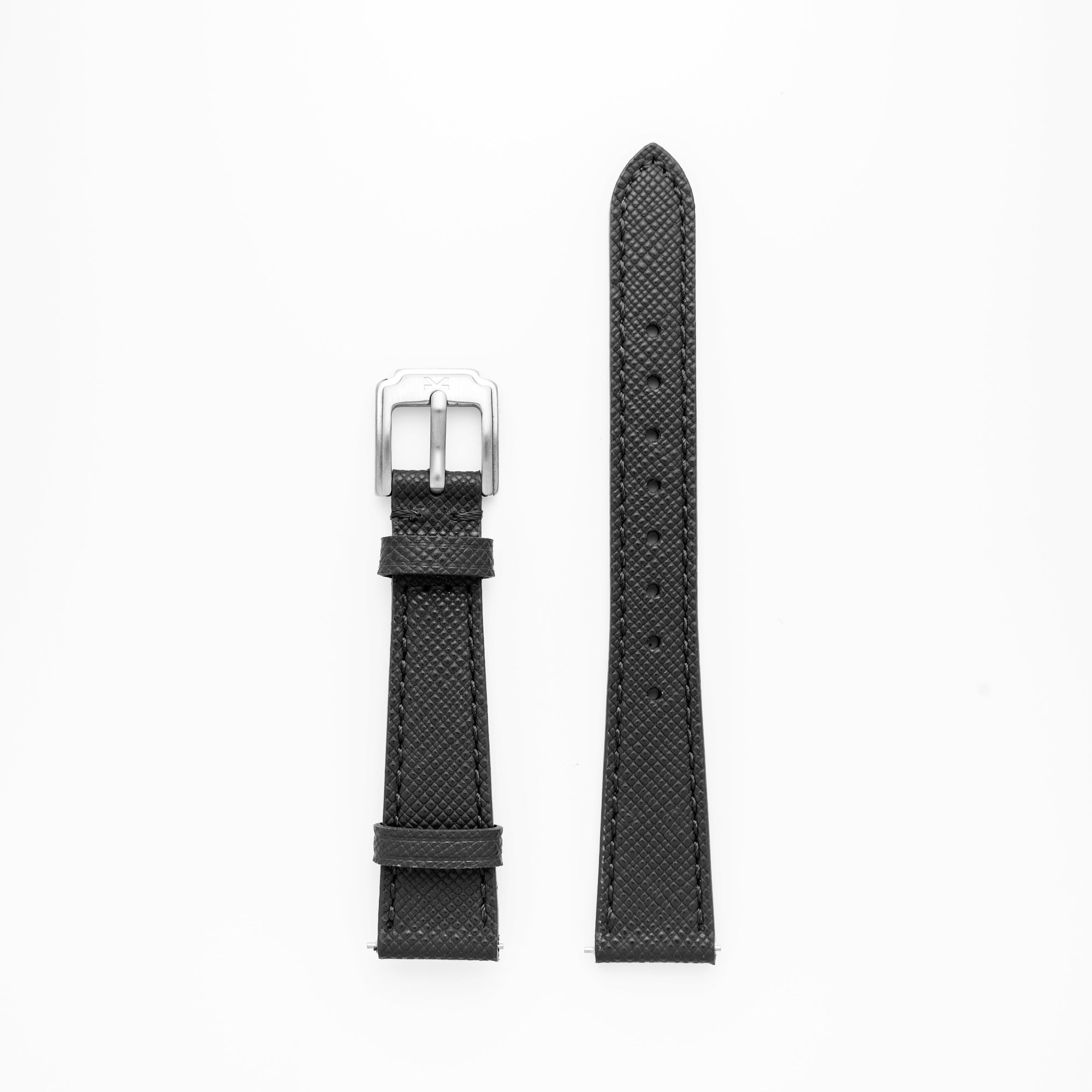 Kennett Saffiano 16 mm Leather Watch Strap Black