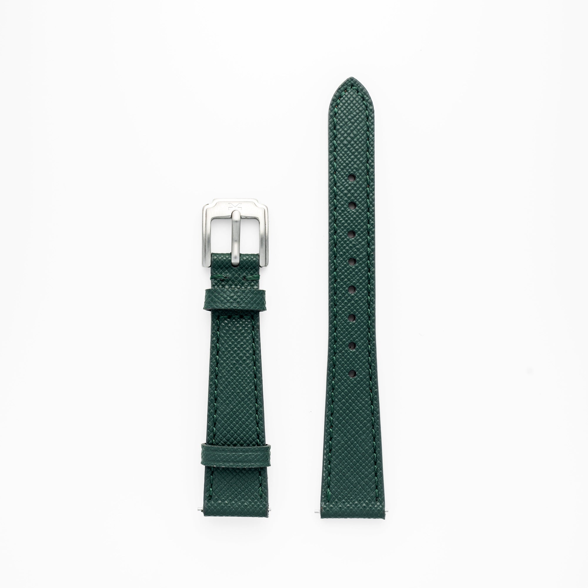 Kennett Saffiano 16 mm Leather Watch Strap Green