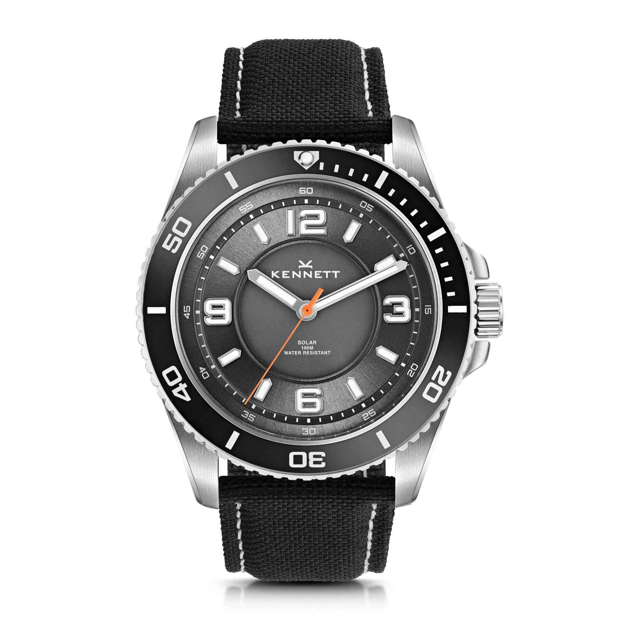 Solar powered watch with recycled fabric strap 